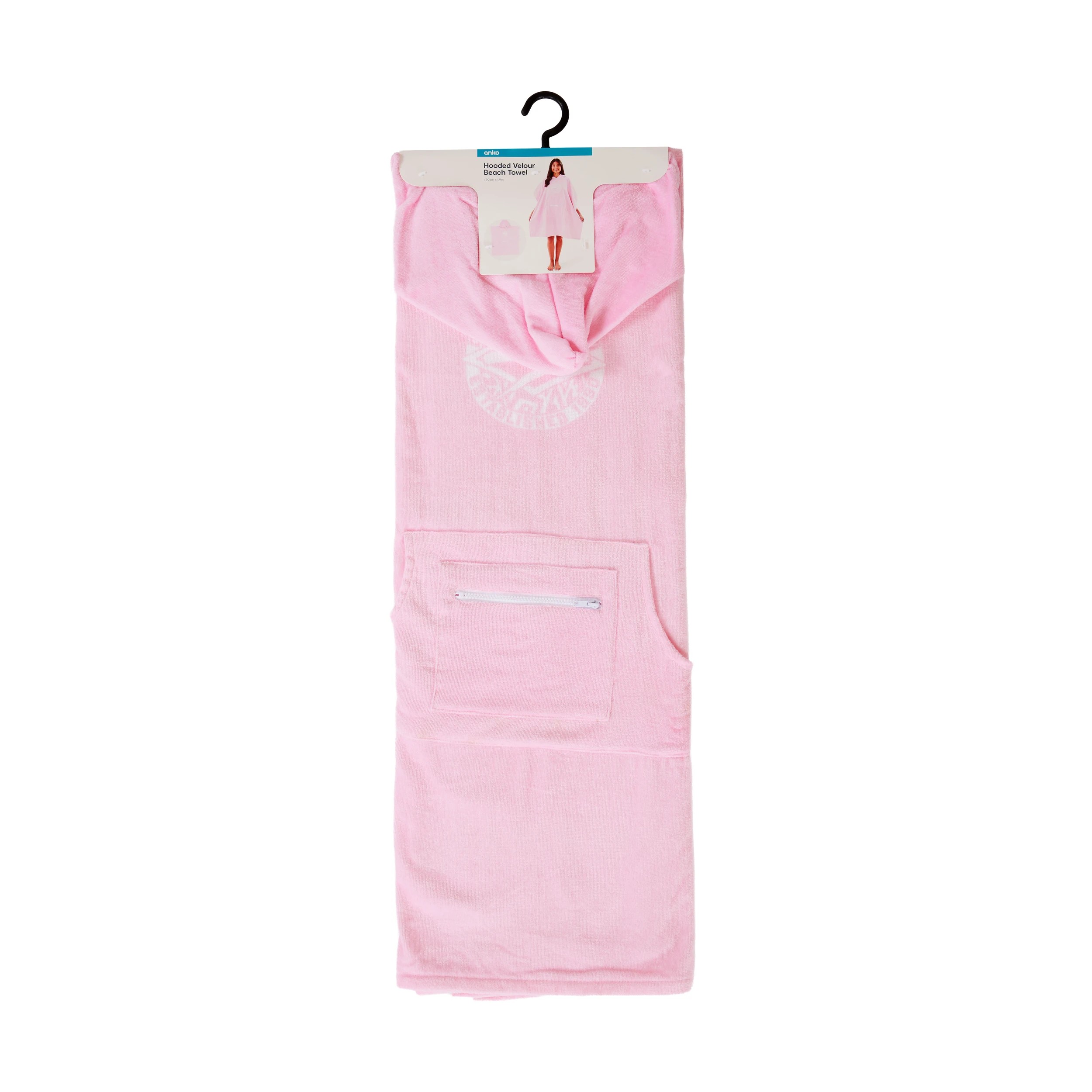 6 Hooded Velour Cotton Beach Towel - Pink, 6 of 6