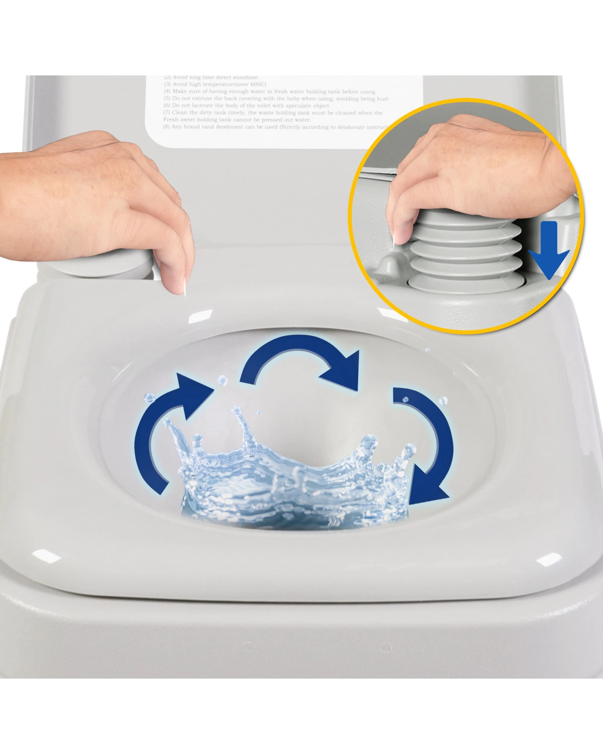 3 Wallaroo 20L Camping Portable Toilet Press Flush Pump - White, 3 of 10