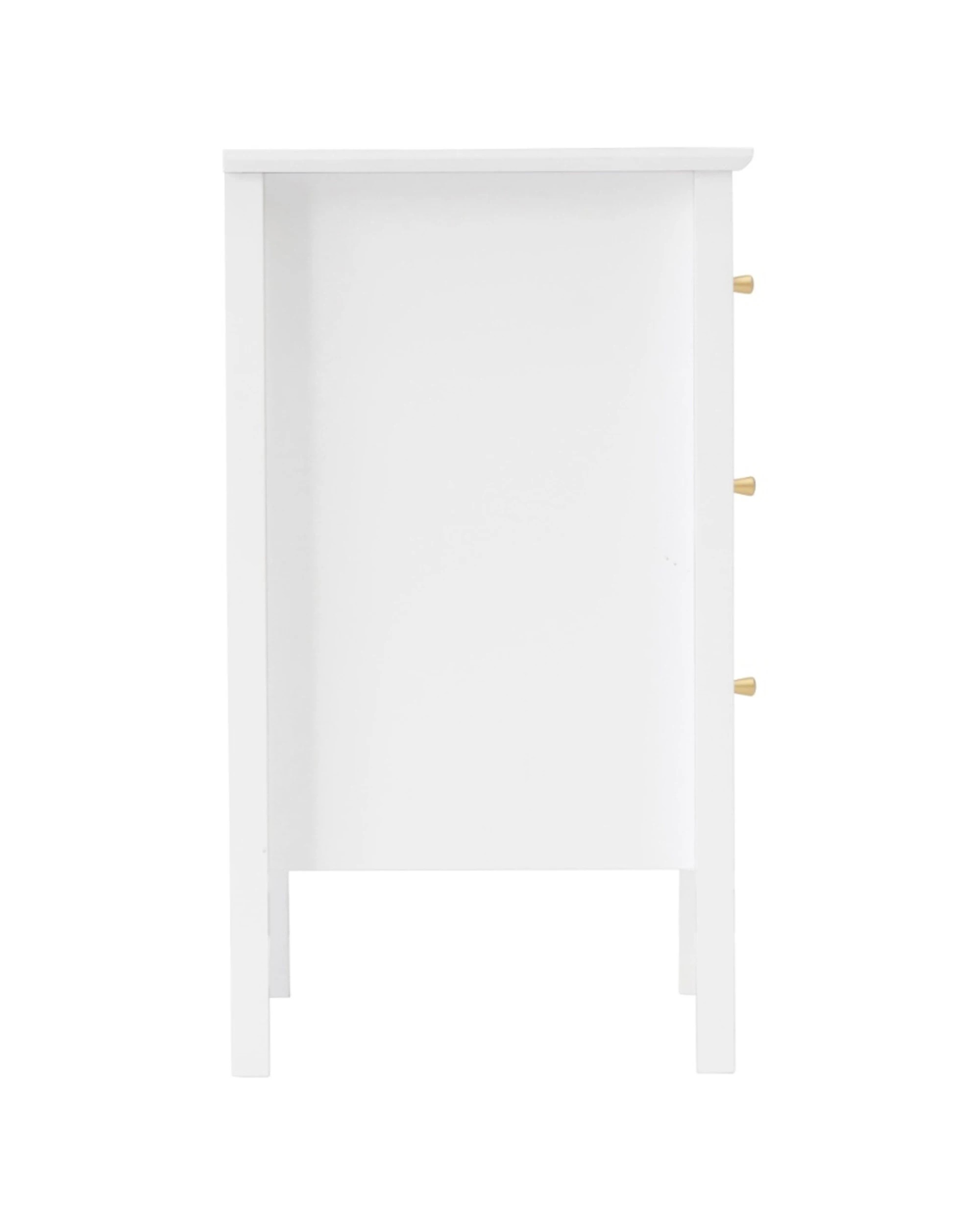 3 Alpine Bay Zara Fluted 3 Drawer Side Table With Shelf Storage Classic Style 48x35x61.5cm - White, 3 of 9
