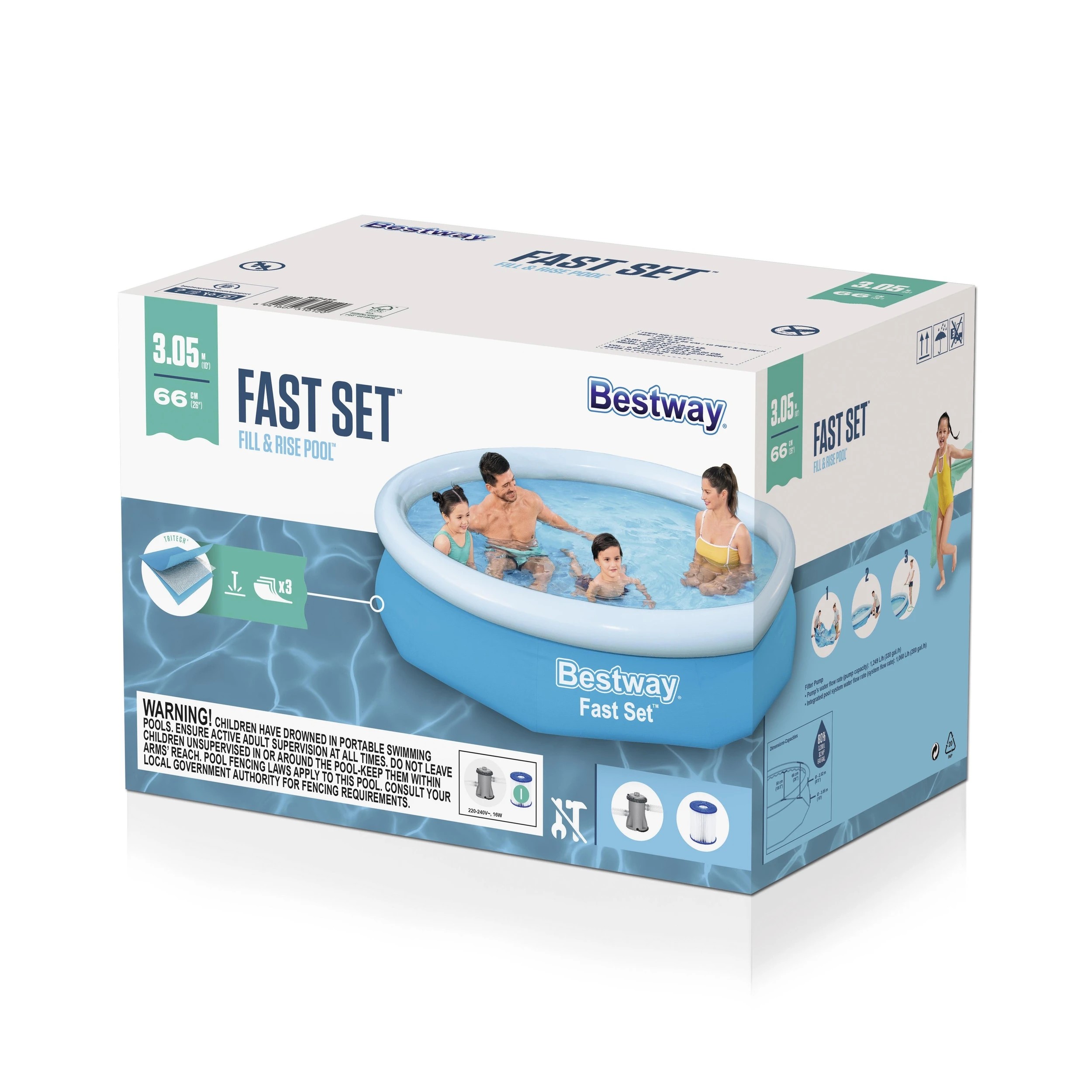 3 Bestway Inflatable Fast Set Fill and Rise Pool, 3 of 6