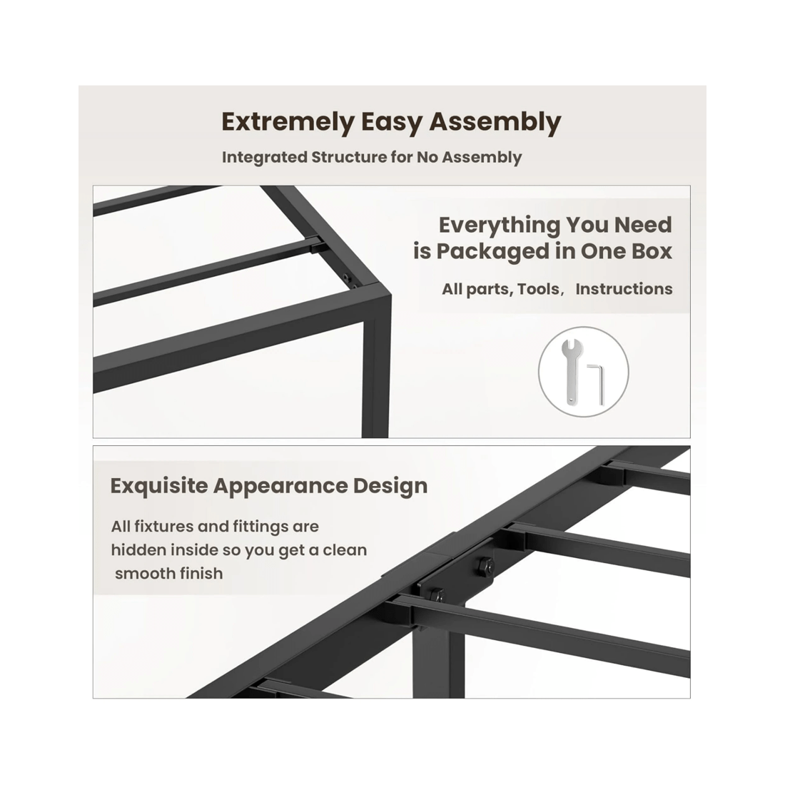 5 Advwin Queen Metal Bed Frame Black, 5 of 5
