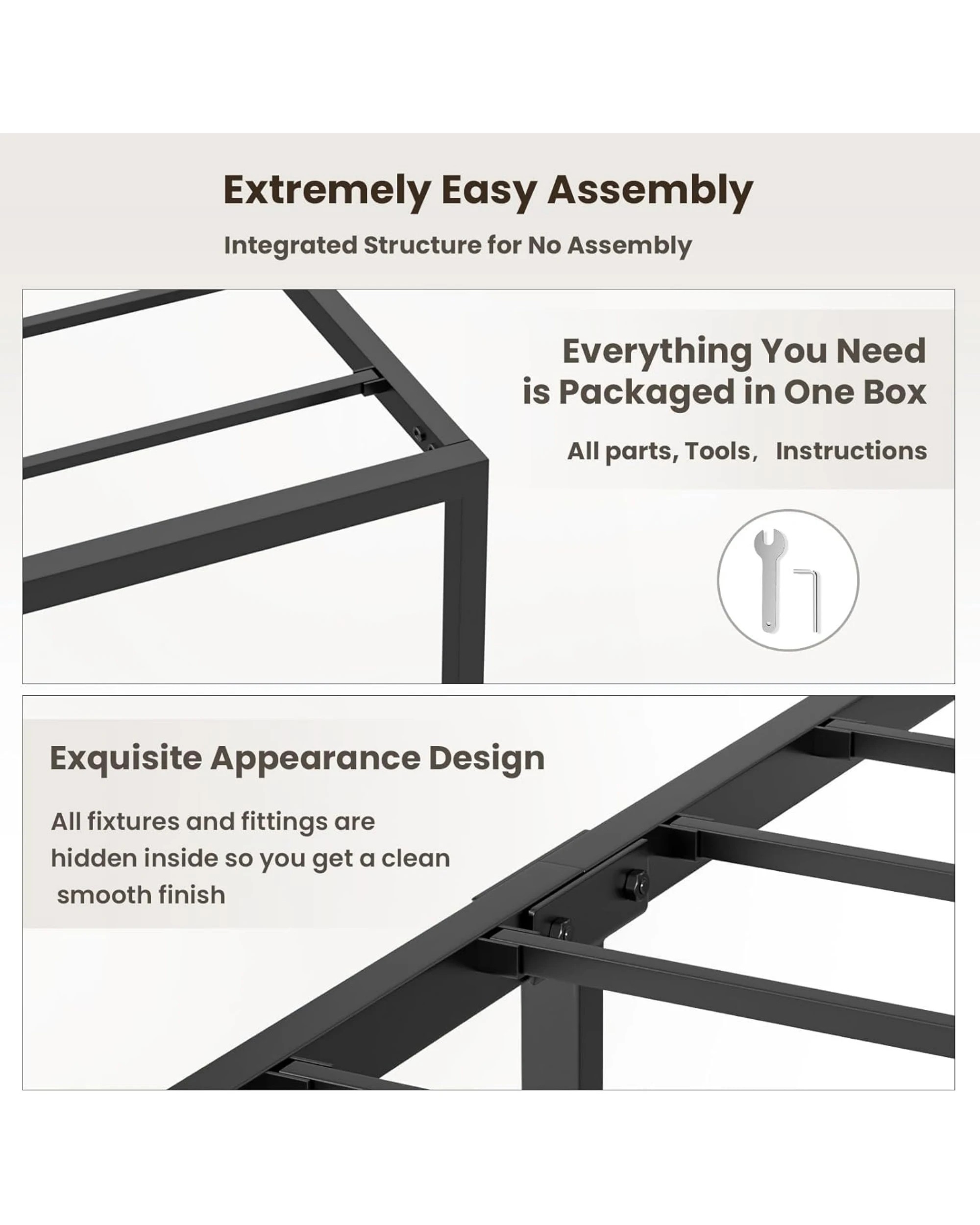 5 Advwin Queen Metal Bed Frame Black, 5 of 5