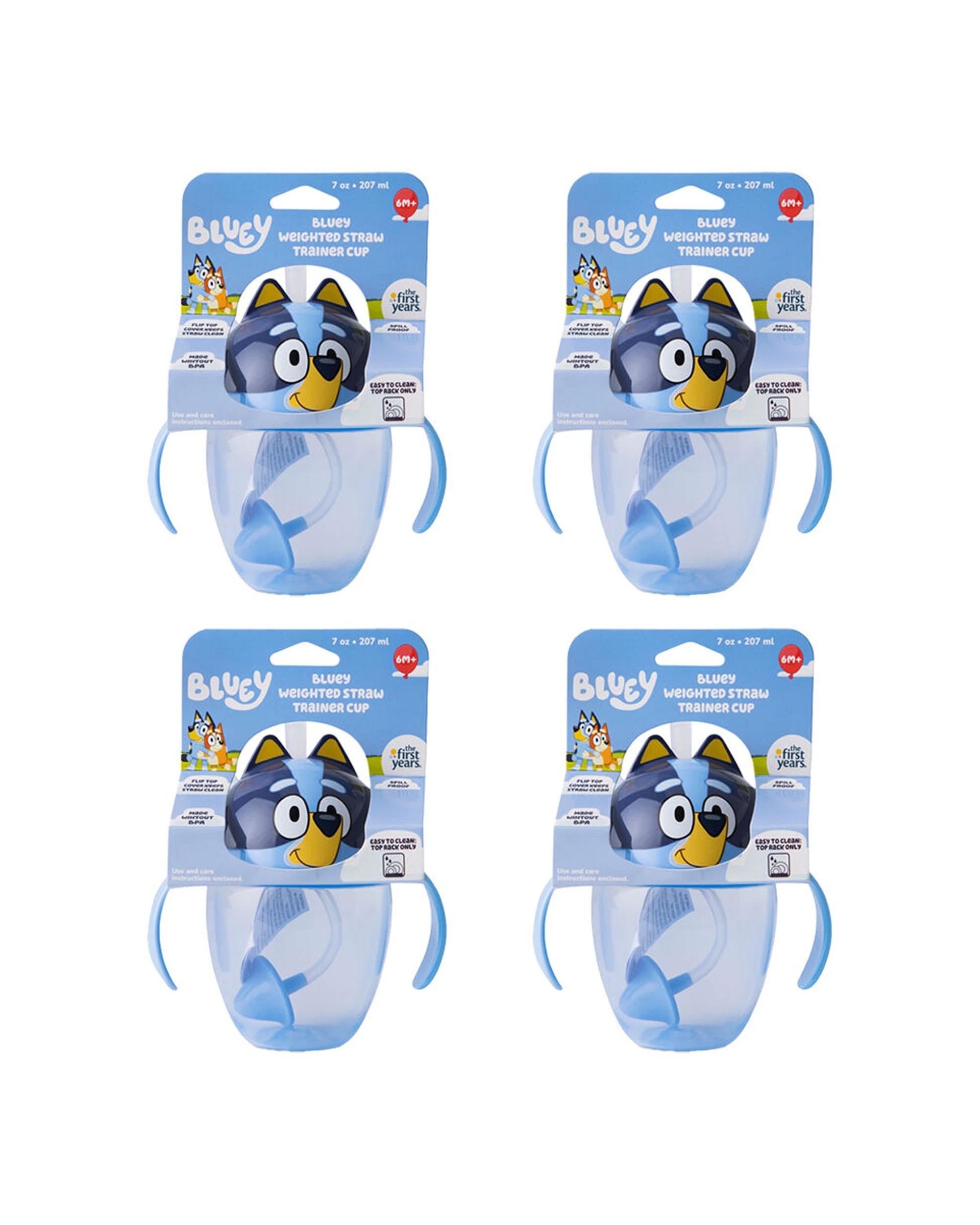 1 The First Years Bluey Weighted Straw Trainer Sippy Cup 4PK 207ml - Multi, 1 of 5