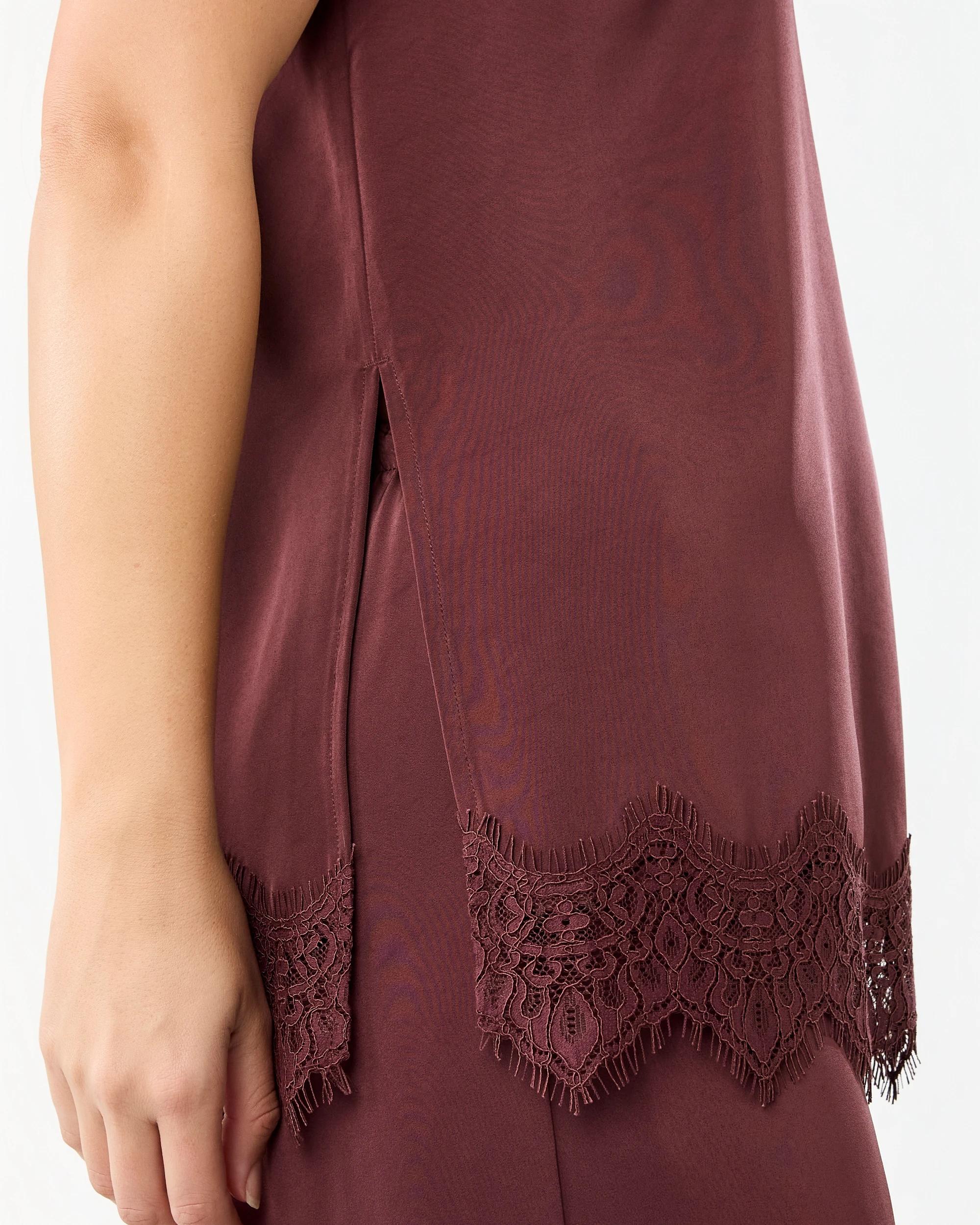 7 Sleeveless Satin Longline Cami Top Cherry, 7 of 8