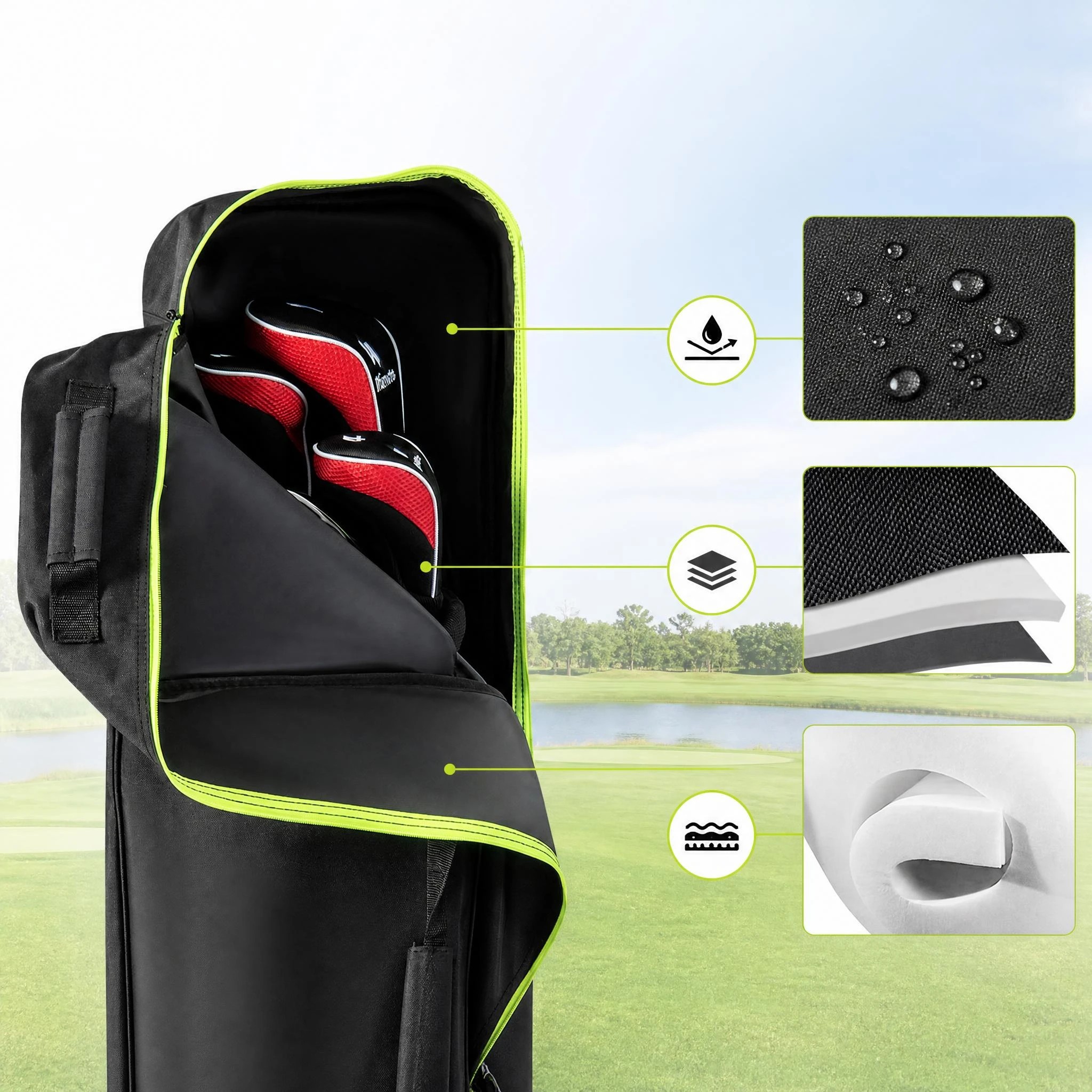 6 Costway Golf Travel Bag for Airlines Mobile Golf Aviation Bag Lightweight Golf Club Bag, 6 of 10