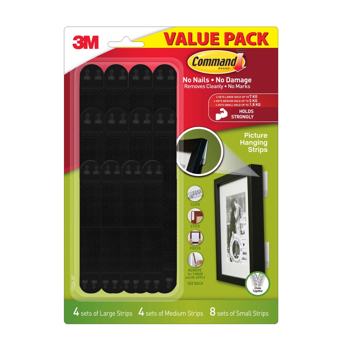 1 16 Pack 3M Command Picture Hanging Strips Value Pack - Black, 1 of 6