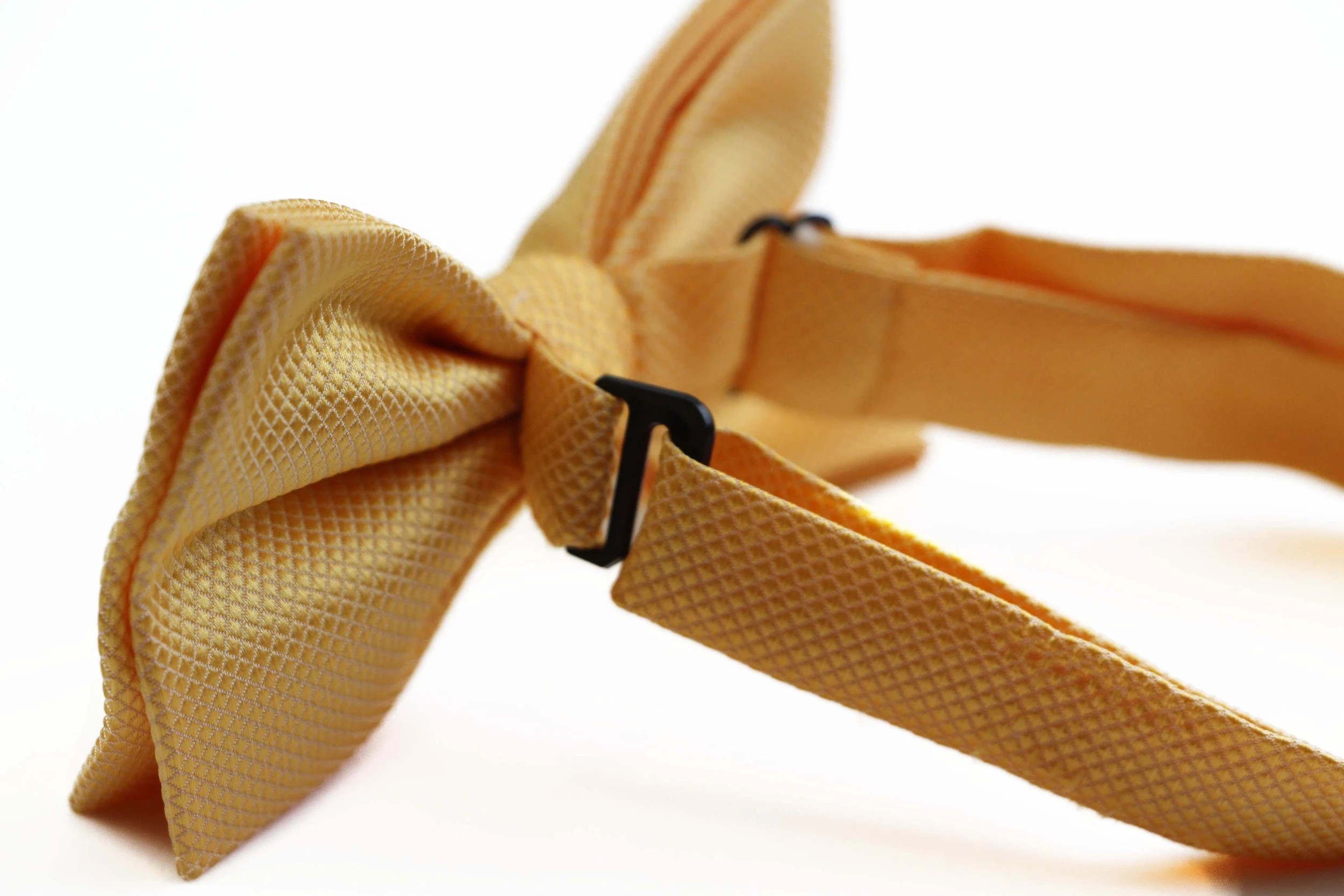 2 Zasel Mens Warm Yellow Plain Coloured Checkered Bow Tie - Yellow, 2 of 2