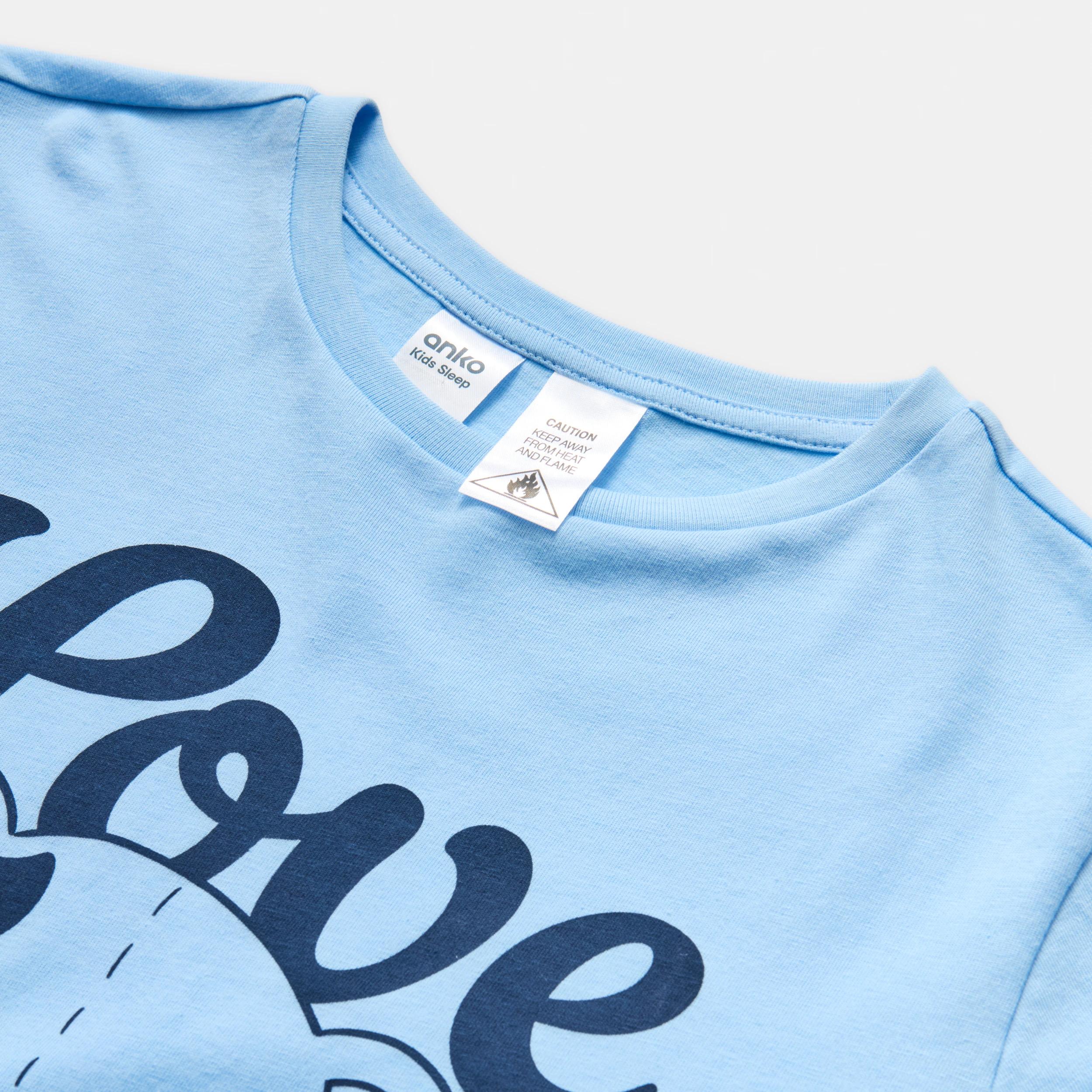 6 Short Sleeve Knit Pyjama Set BLUE TEDDY LOVE, 6 of 7