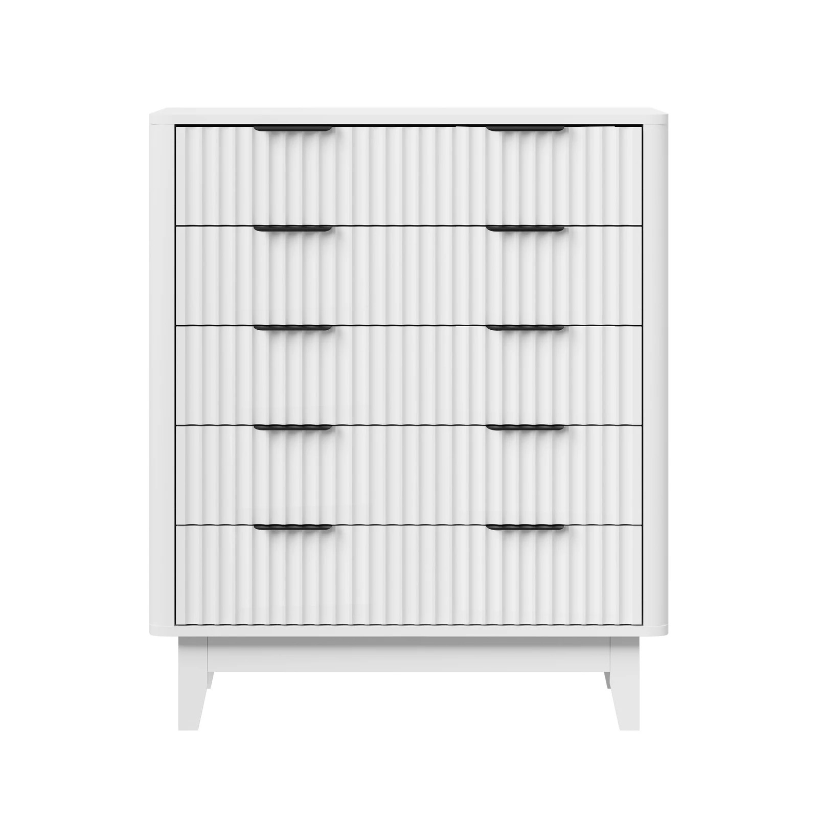 7 Oikiture 5 Chest Of Drawers Storage Cabinet Dressers Tallboy Stripe
 - White, 7 of 9