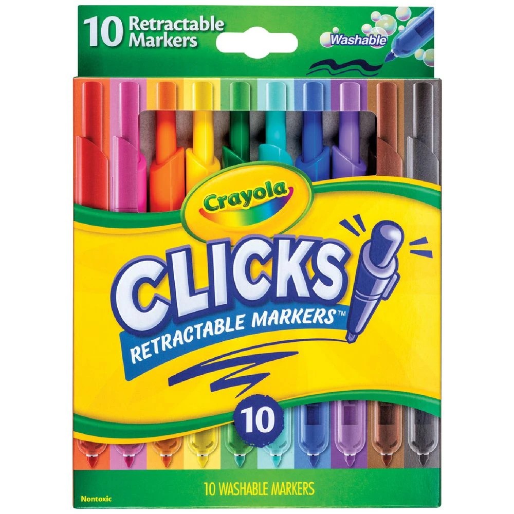 1 Crayola Clicks Washable Retractable Markers 10 Pack Assorted, 1 of 6
