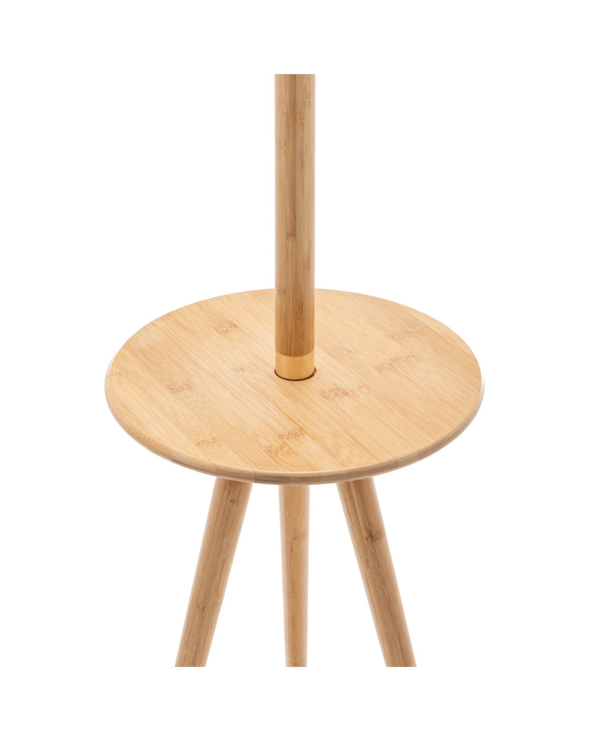 7 BR Home Adjustable Bamboo Tripod Floor Lamp with Linen Shade and Built-In Table, 7 of 9