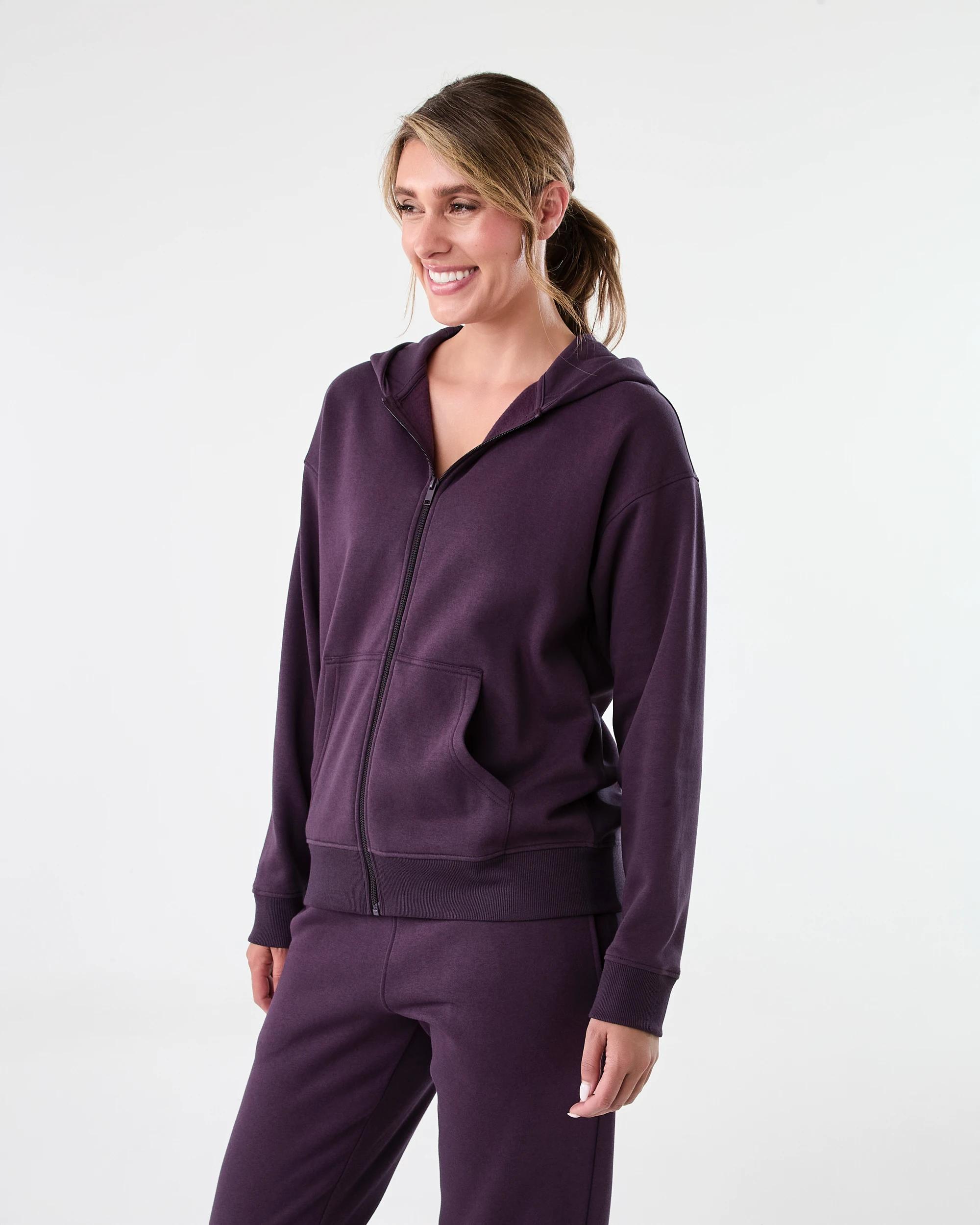 3 Active Womens Essential Zip Through Hoodie Pur Raisin, 3 of 9