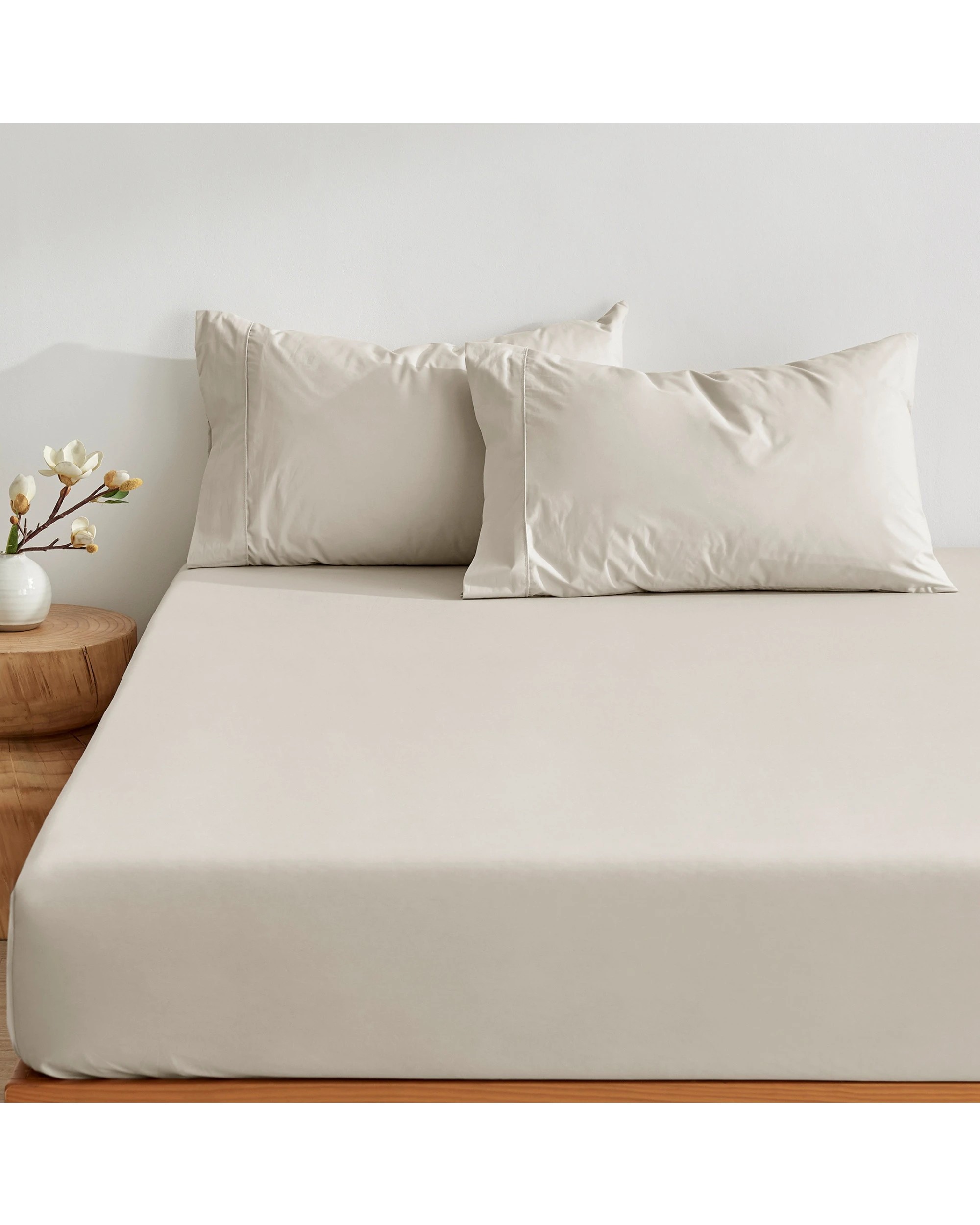 2 Dreamaker 300TC Cotton Percale Combo Fitted Sheet Set - Super King Bed - Oat, 2 of 6