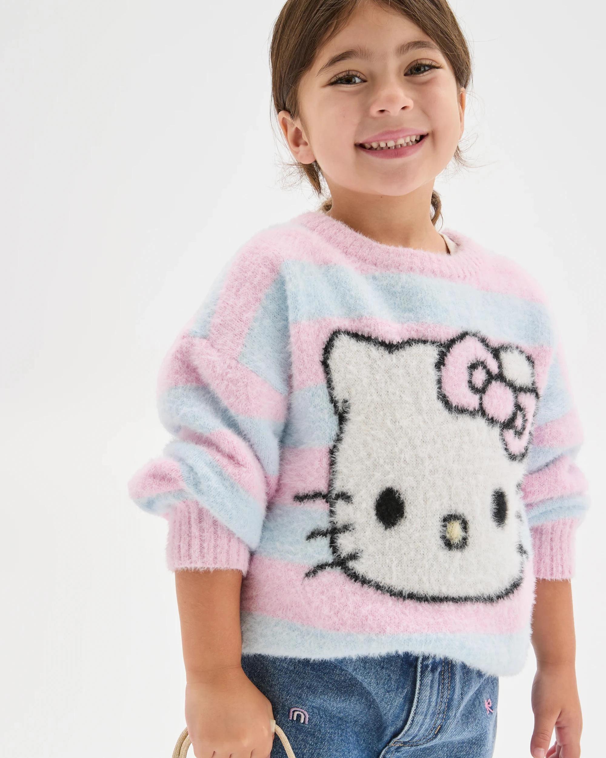 Hello Kitty Long Sleeve Stripe Knit Jumper - Kmart