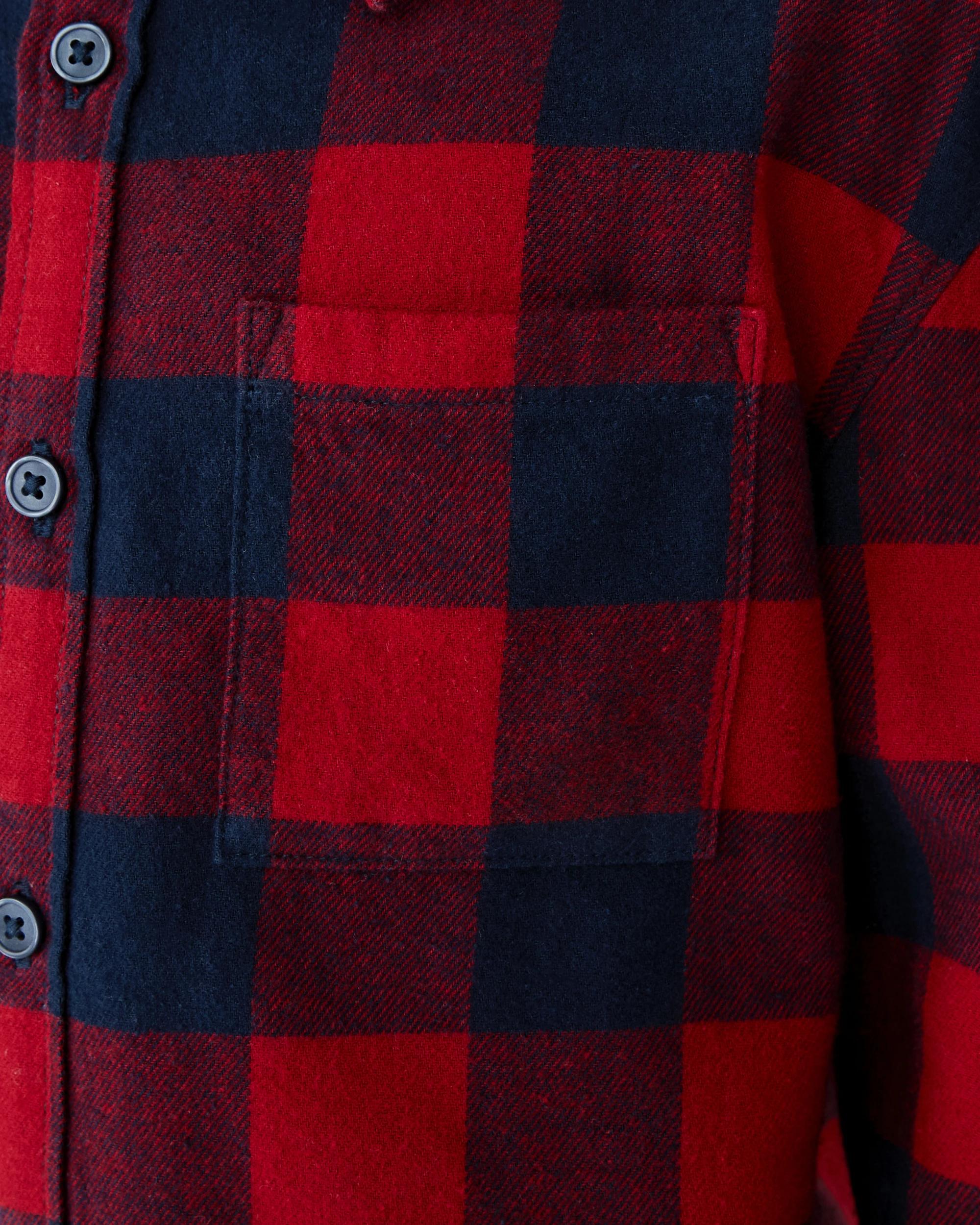6 Yarn Dye Flannel Shirt Red Check, 6 of 9