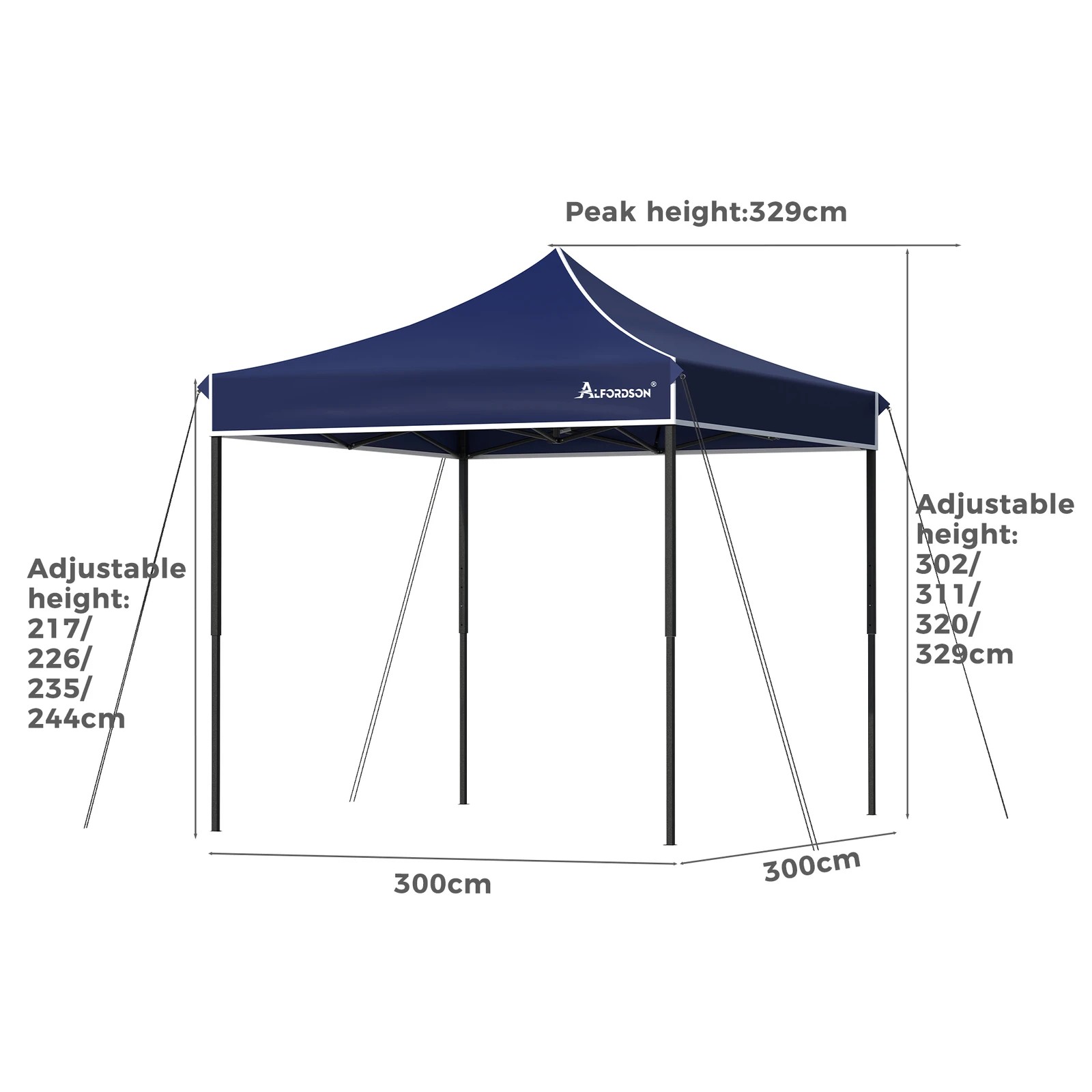 10 Alfordson Gazebo 3x3m Pop Up Marquee 600D Oxford Folding Camping Tent - Blue, 10 of 10