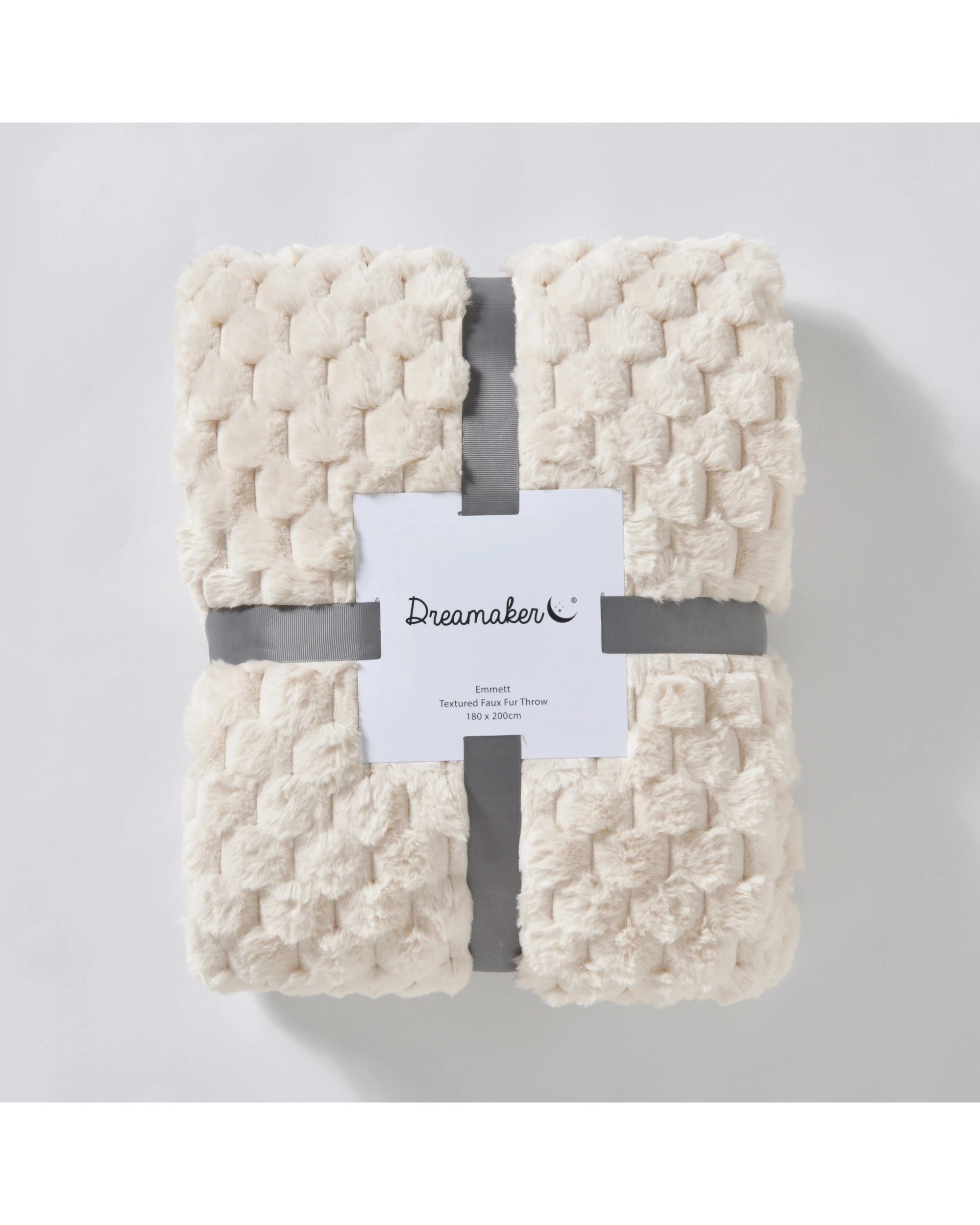 5 Dreamaker Emmett Textured Faux Fur Throw 180x200cm - Cream, 5 of 6
