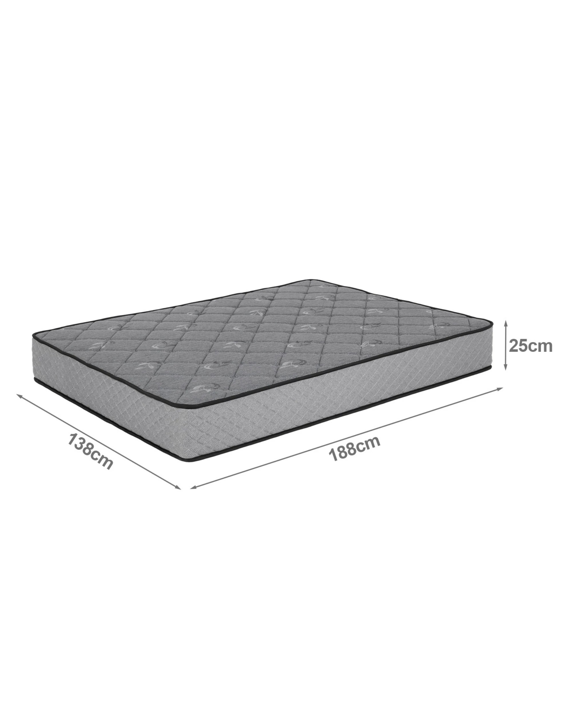 3 Advwin Double Size Mattress Pocket Springs Memory Foam Bed - Grey, 3 of 7
