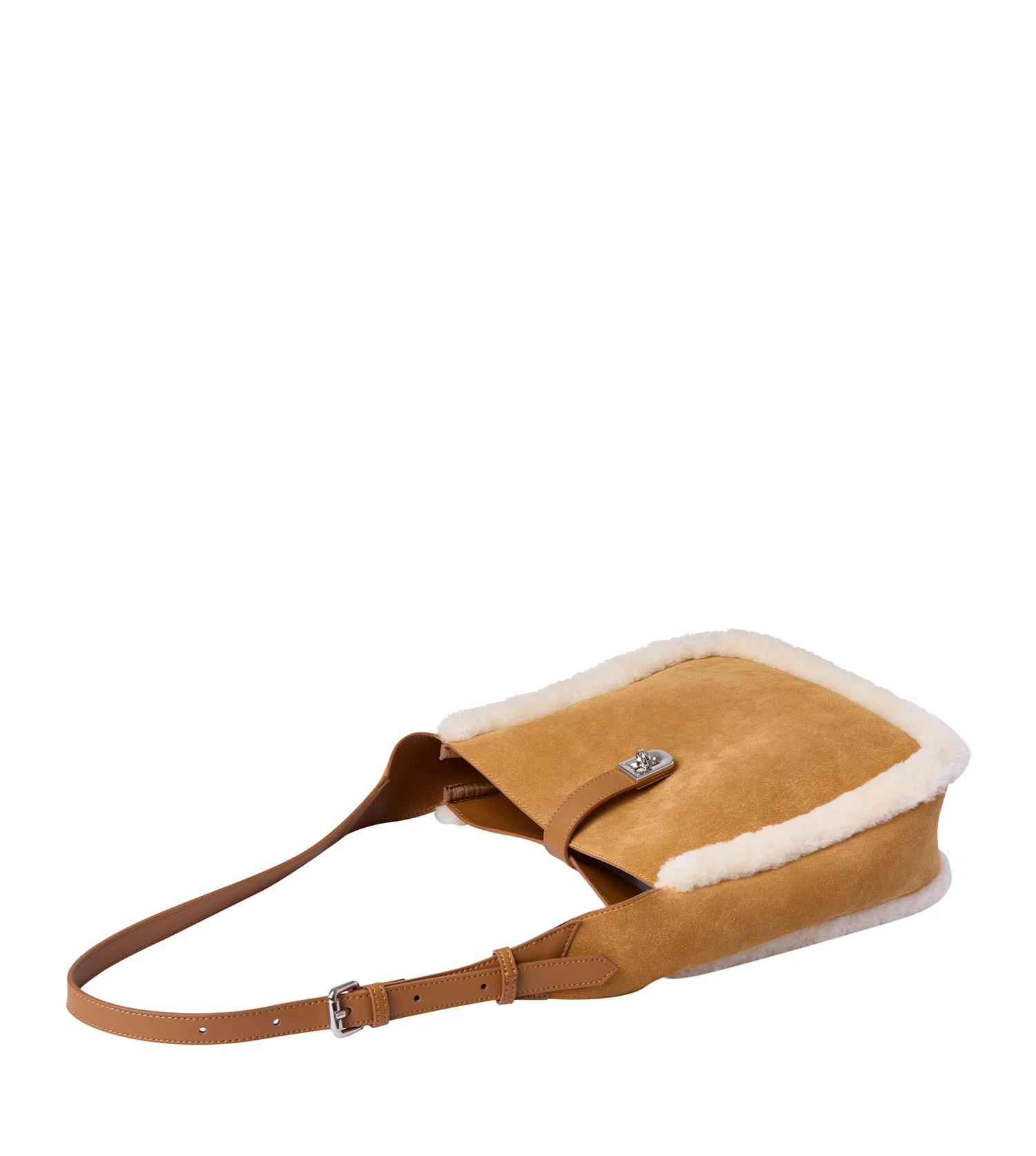 5 Australian Shepherd UGG Women Dona Fluffy Wool Over Shoulder Bag CHESTNUT, 5 of 5