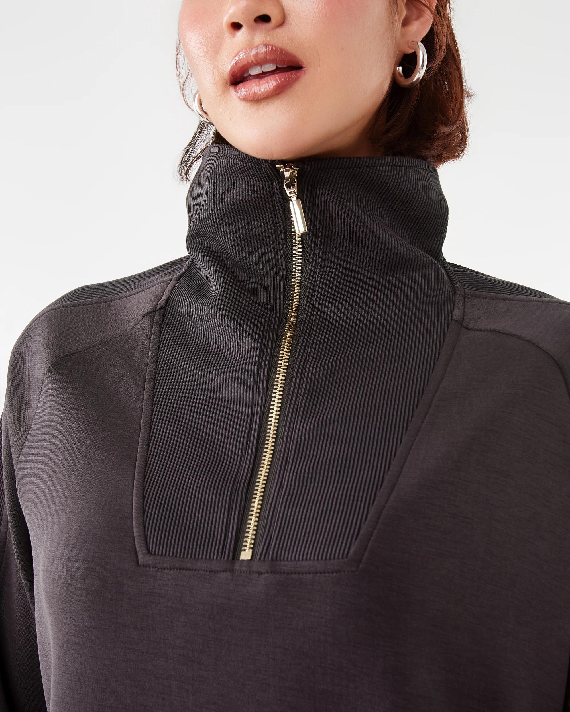 6 Active Womens Soft Modal Quarter Zip Jumper Espresso, 6 of 8