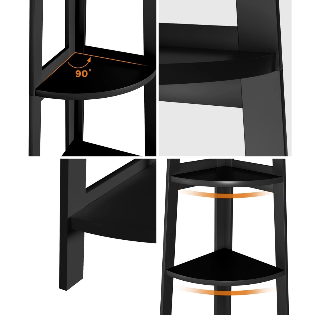 4 Oikiture Corner Ladder Shelf 5 Tier Home Storage Display Stand Bookshelf
 - Black, 4 of 9