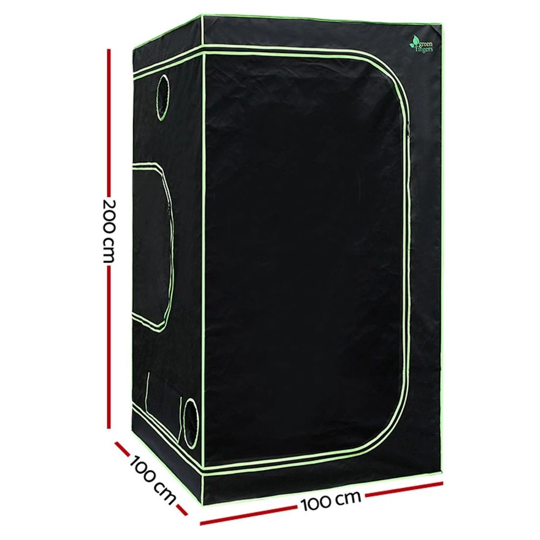 2 Green Fingers Grow Tent 100x100x200CM Hydroponics Kit Indoor Plant Room System - Black, 2 of 7
