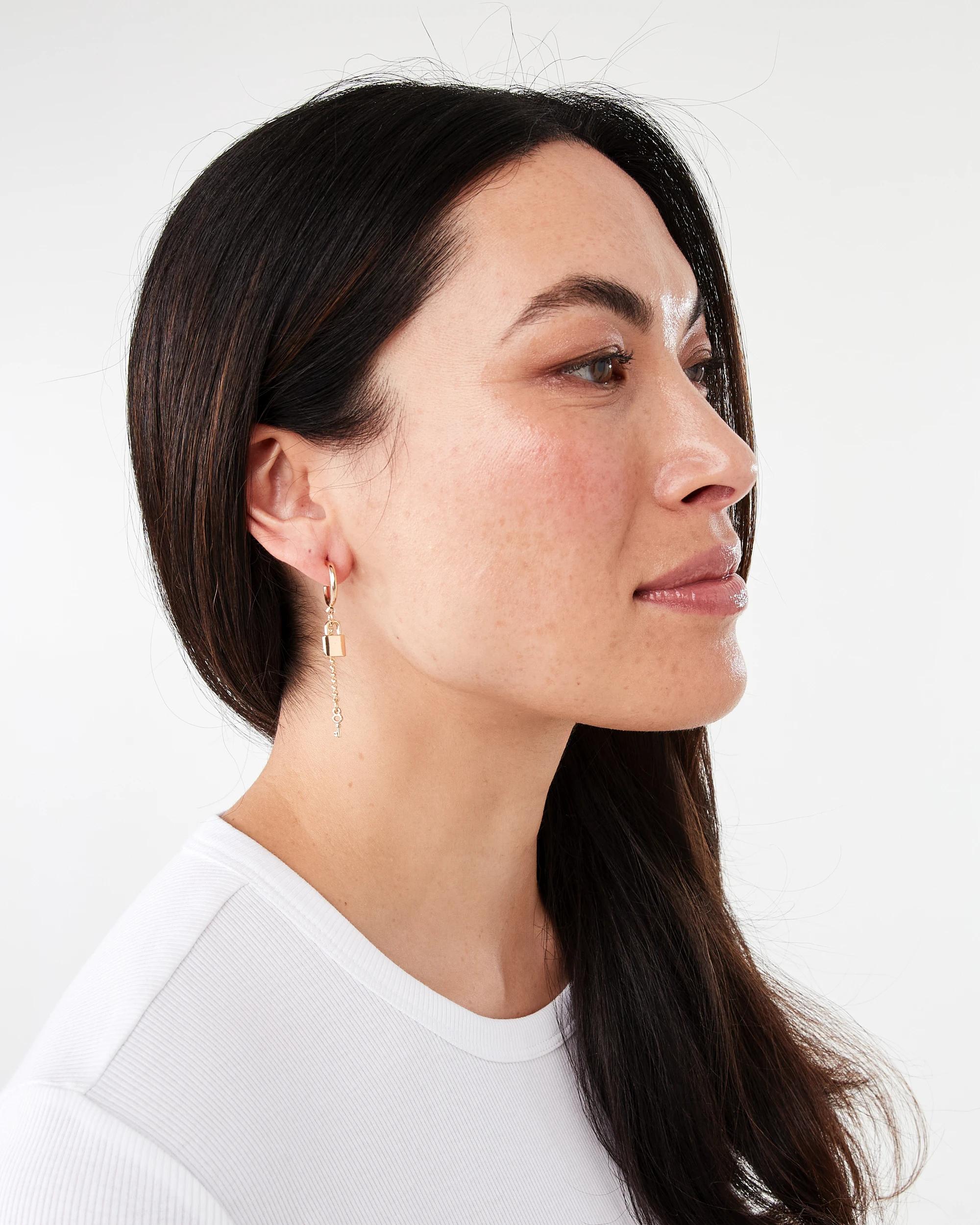 4 3 Pack Chain Hoop Earrings - Gold Tone Gold, 4 of 5