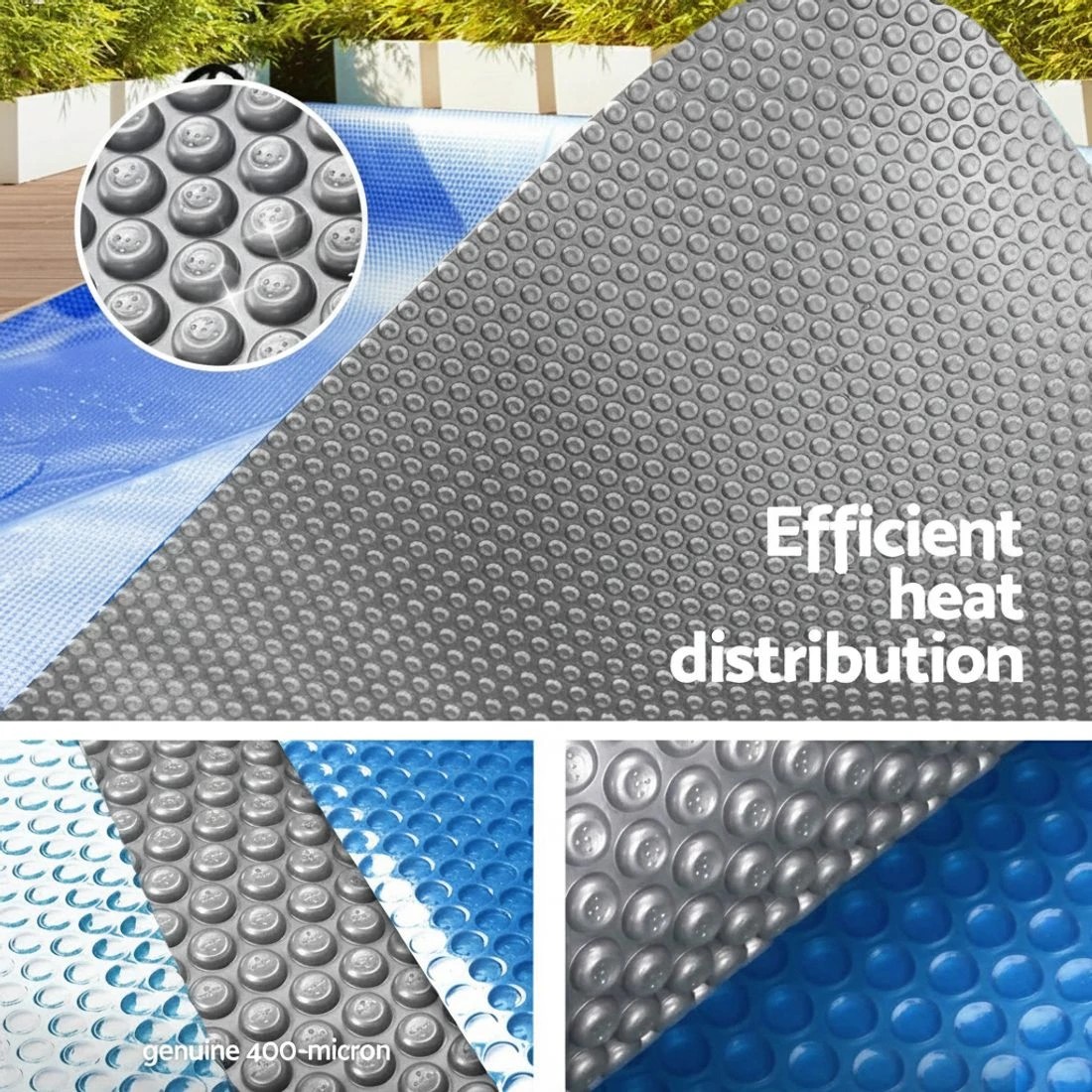 5 Aquabuddy Pool Cover 11x6.2m 400 Micron Swimming Pool Solar Blanket 6.55m Roller - Multi, 5 of 6