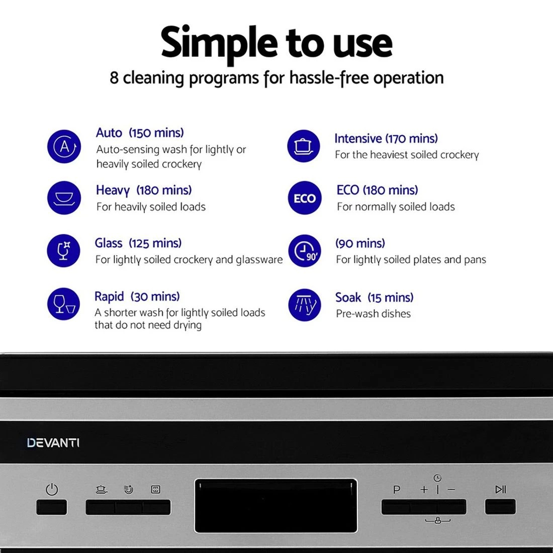 5 Devanti 10 Place Settings Freestanding Dishwasher - Black, 5 of 6