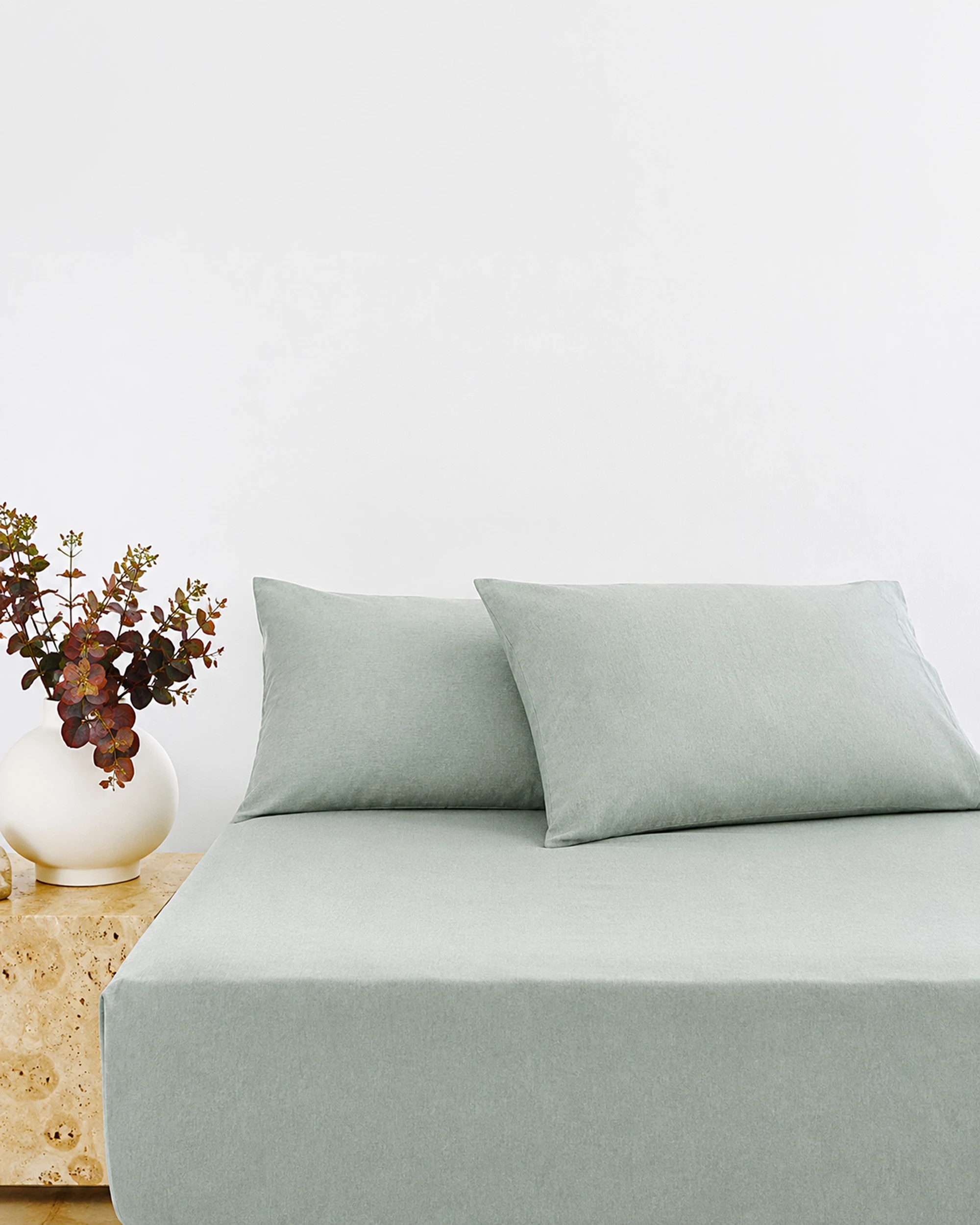 1 BedT Organica - Organic Cotton and Tencel Blend Jersey Knit Fitted Sheet and Pillowcase Set - King Bed - Green, 1 of 2