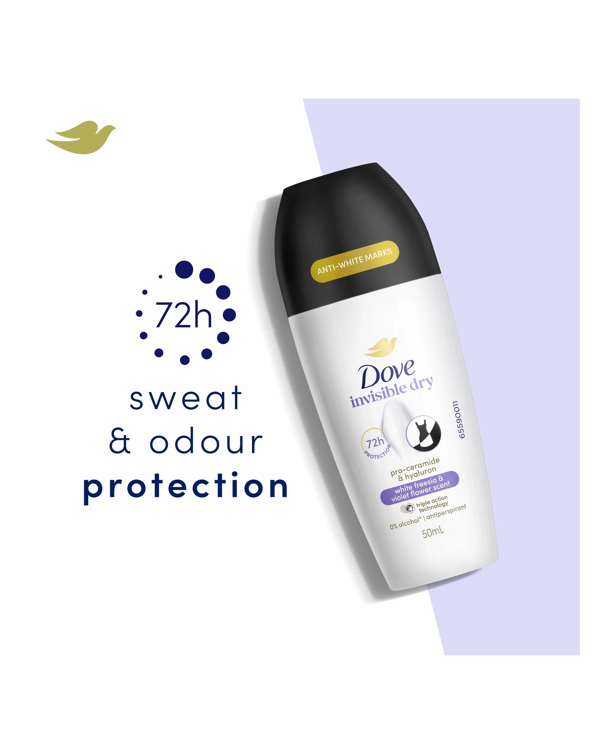 3 Dove Advanced Care Go Fresh Antiperspirant Deodorant Roll-On 50ml - Pro-Ceramide and Calendula, White Freesia Scent, 3 of 6