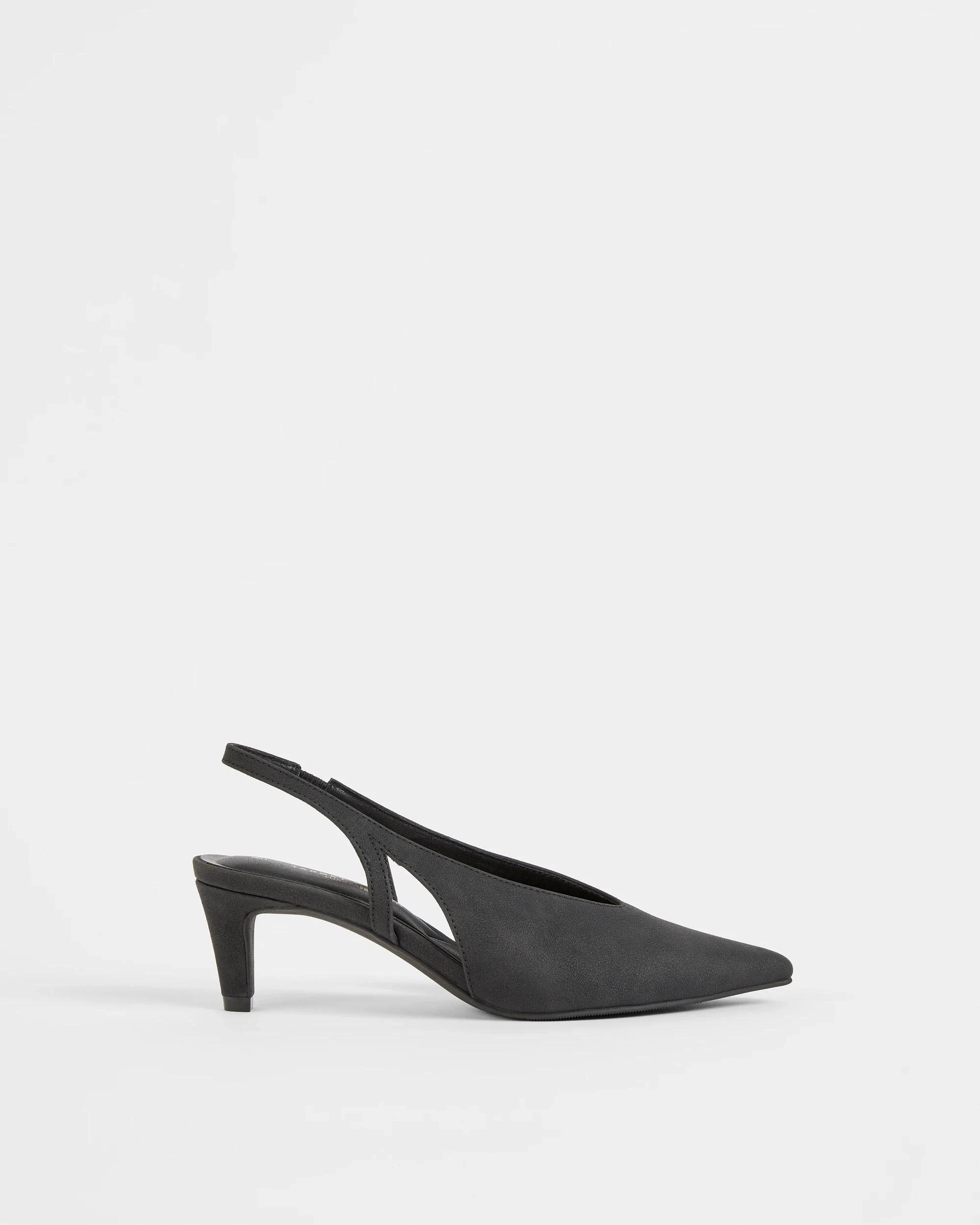 1 Target Woman High Vamp Kitten Heel Sling Back BLACK FAUX SUEDE, 1 of 3