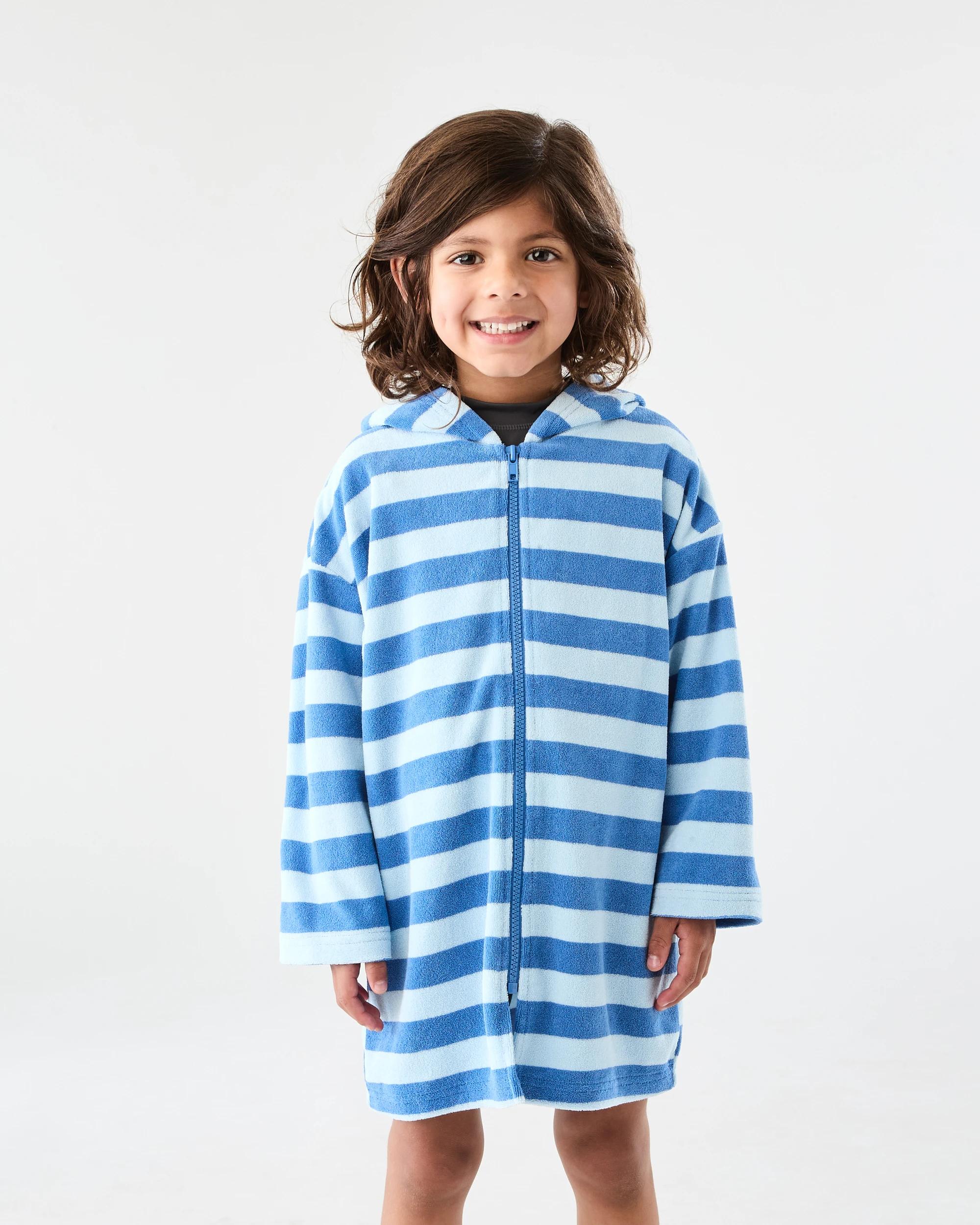 1 Terry Swim Cover Up Blu Stripe, 1 of 6