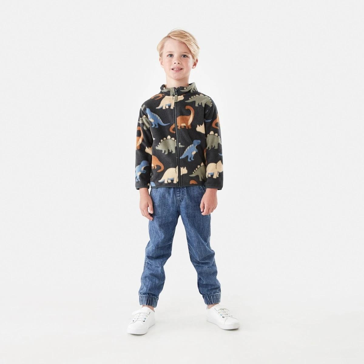 6 Fleece Zip Through Sweatshirt Gry Dino, 6 of 9