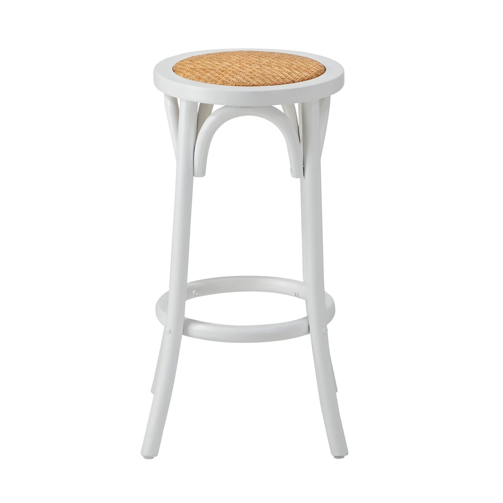 8 Oikiture Set Of 4 Bar Stools Kitchen Vintage Dining Chair Rattan Seat
 - White, 8 of 10