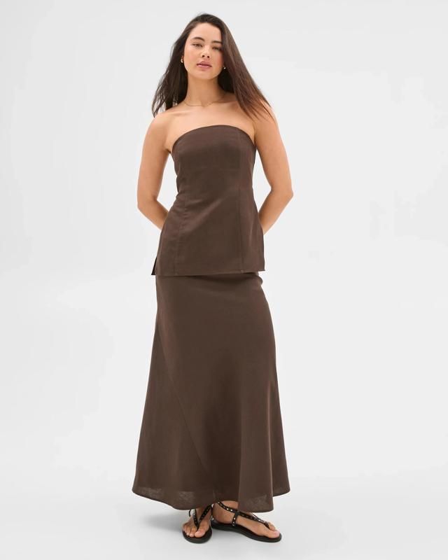 European Linen Blend Maxi Skirt - Lily L