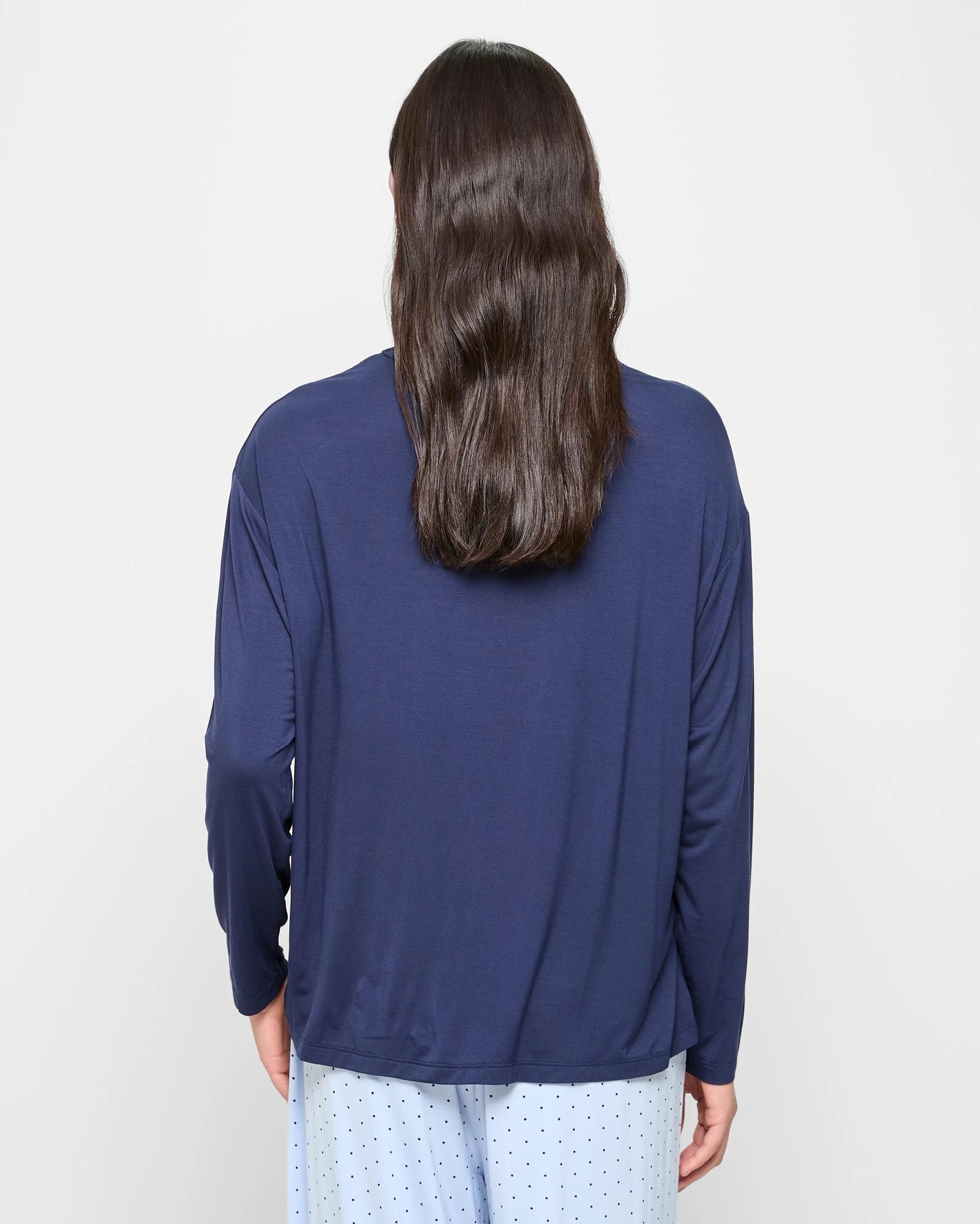 4 Target Woman Soft Comfort Bamboo Long Sleeve Pyjama Top NAVY BLUE, 4 of 5