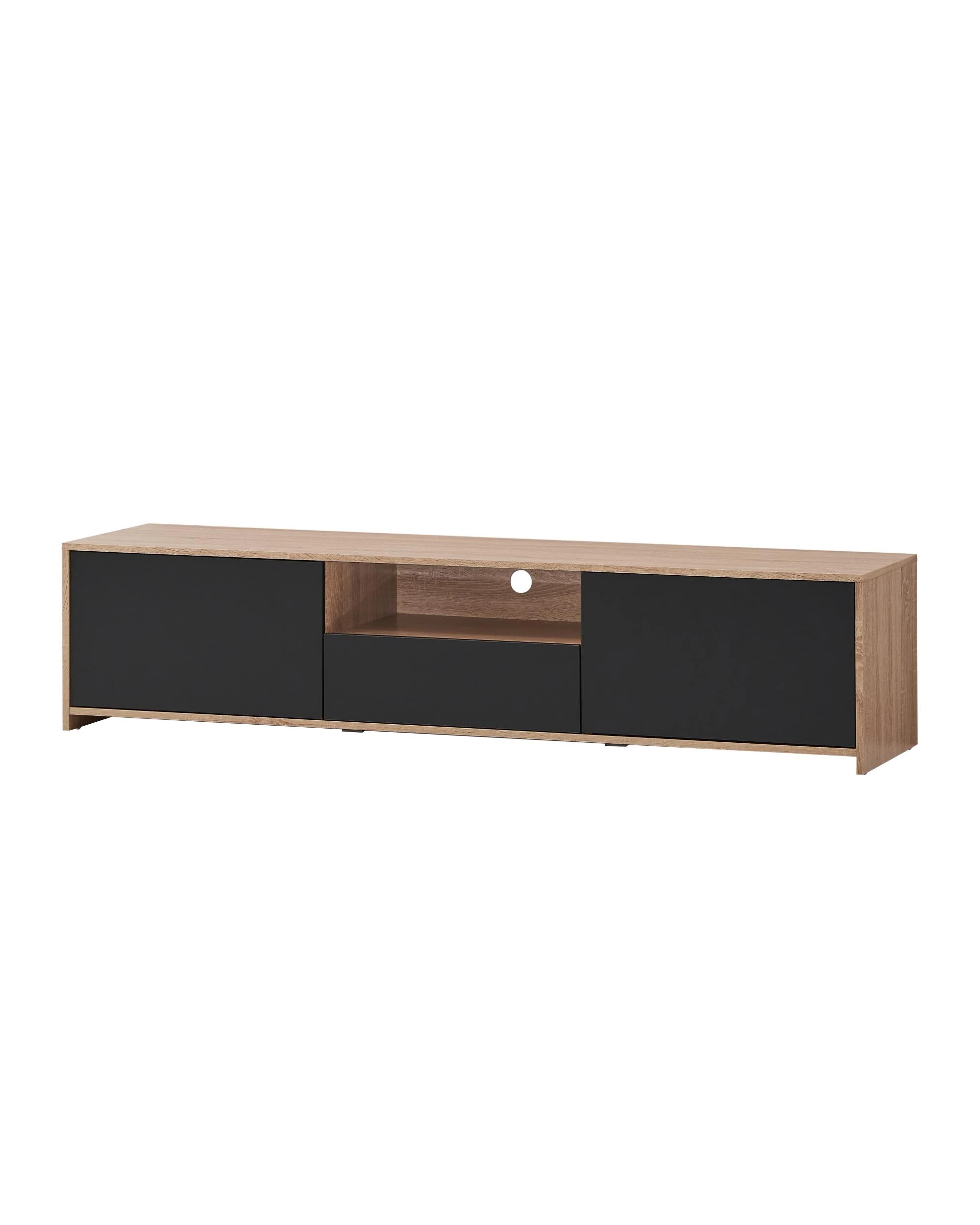 1 Kodu Lesley Entertainment Unit TV Cabinet Lowline TV Stand 180cm 2 Doors 1 Drawer - Natural, 1 of 6