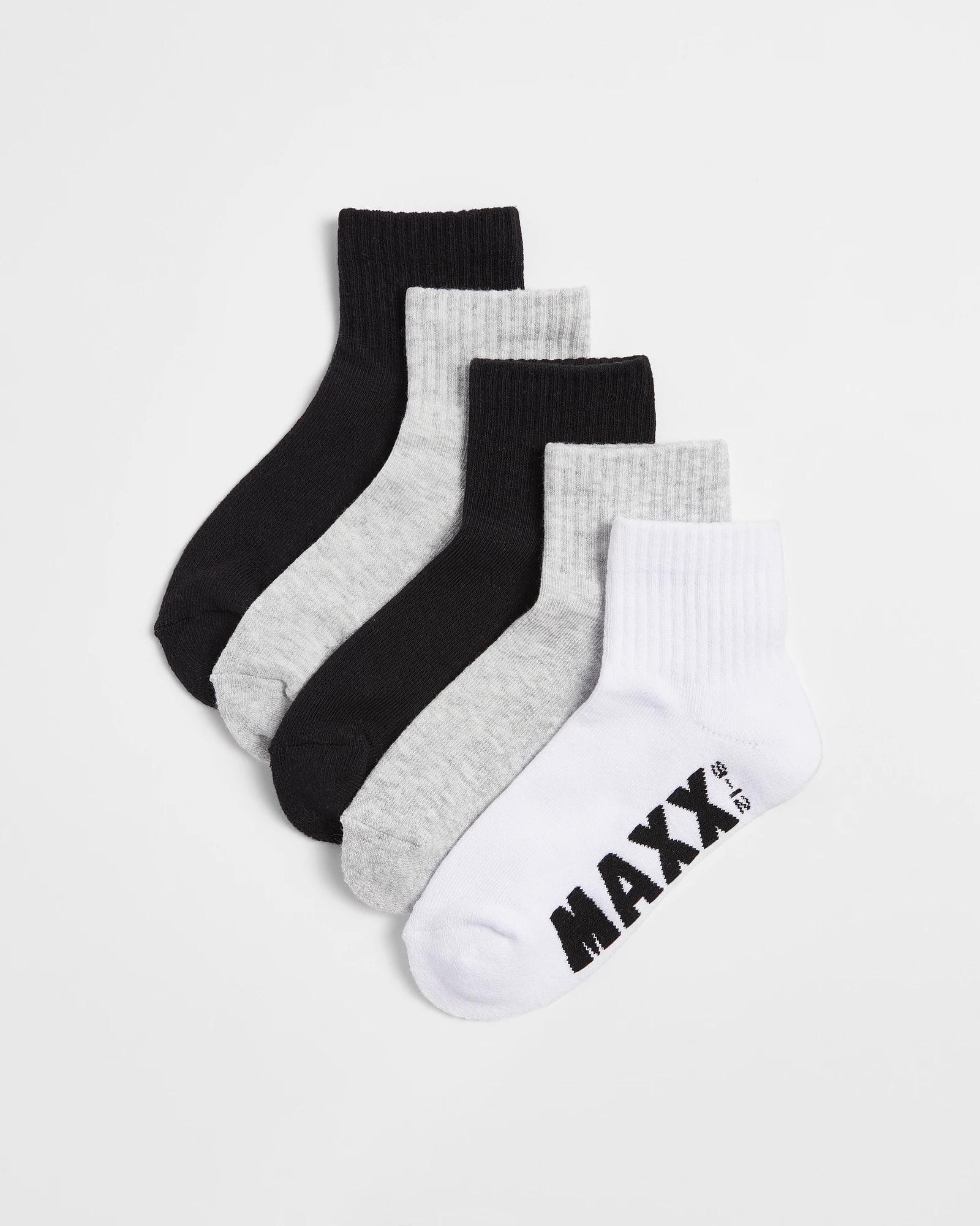 1 Sport Quarter Crew Socks 5 Pack - Maxx BLACK/WHITE/GREY, 1 of 3