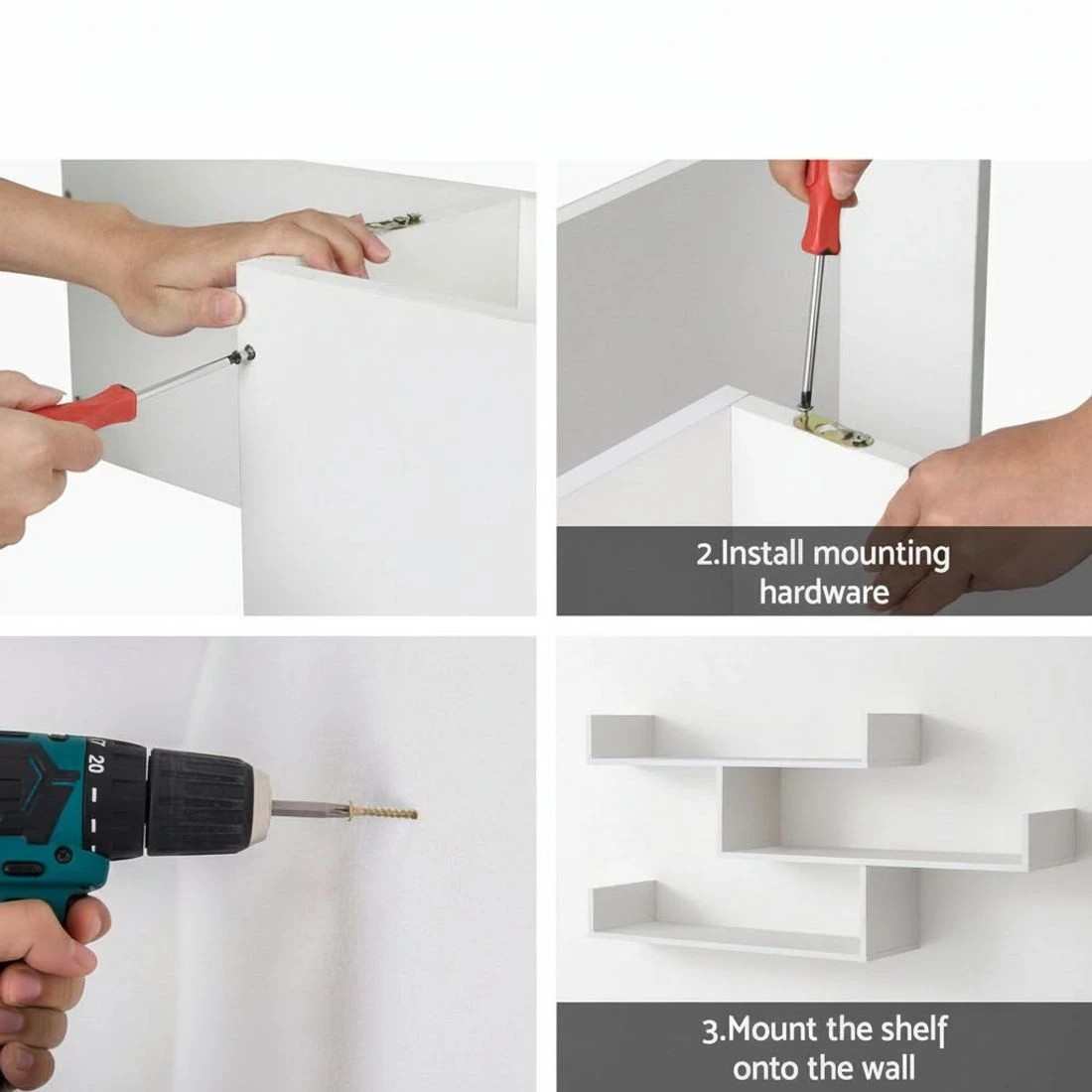 7 Artiss Floating Wall Shelf 3 Tier - White, 7 of 7