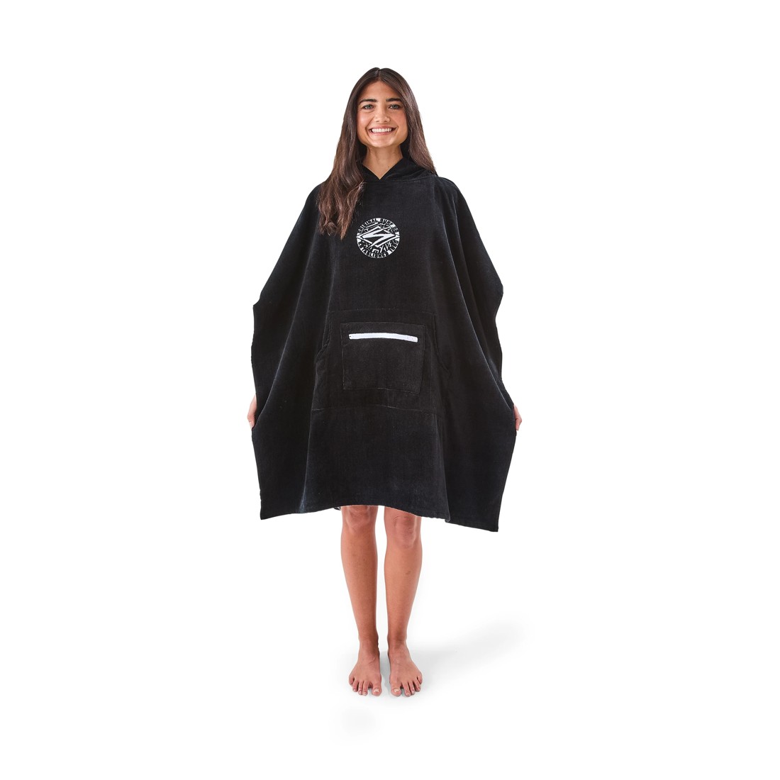 1 Hooded Velour Cotton Beach Towel - Black, 1 of 6