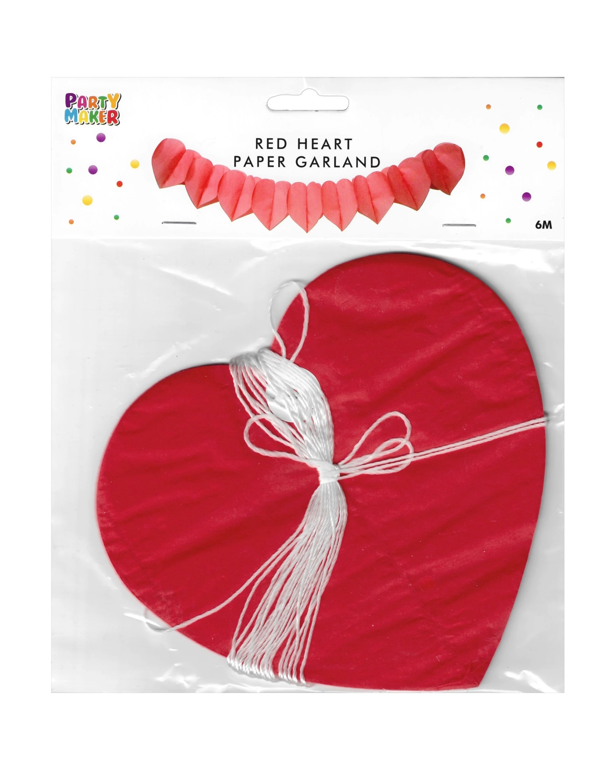 2 Partyrama Heart Tissue Paper Garland Banner - Red, 2 of 2