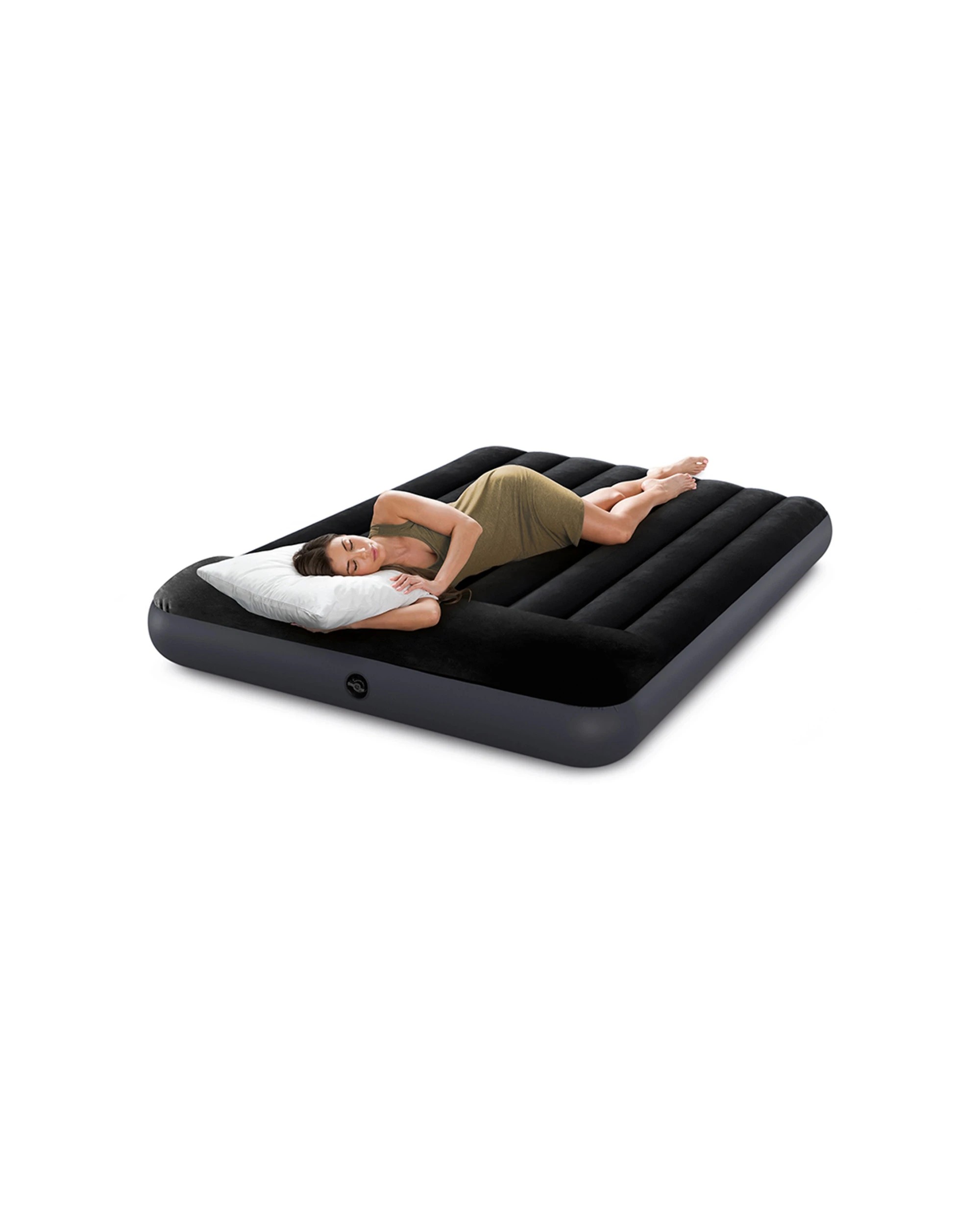 7 Intex Full Deluxe Inflatable Airbed w/ Fiber-Tech Pillow Rest - Single Bed - Blue, 7 of 9