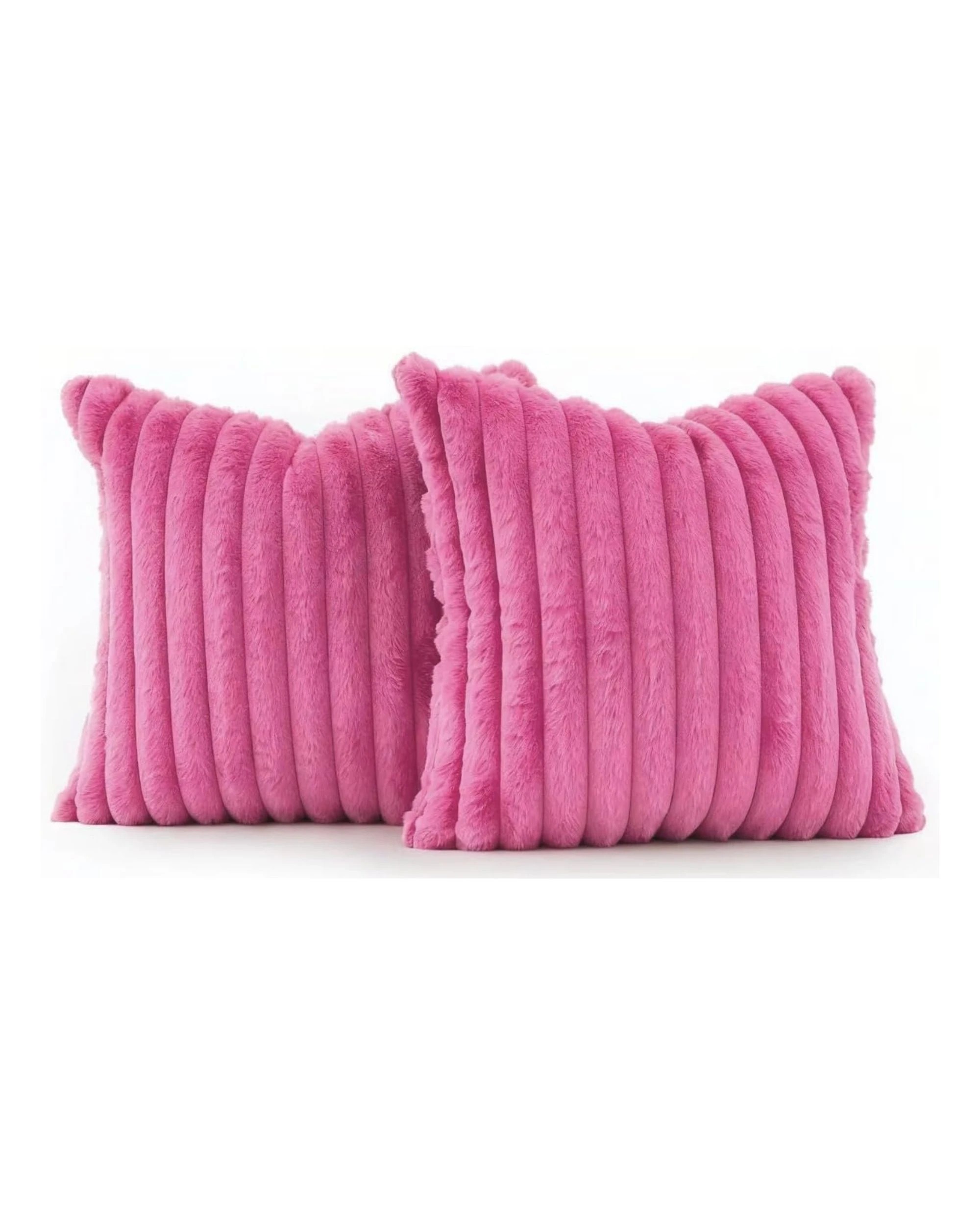 2 Gioia Casa 2-Pack Faux Fur Cushion Covers Soft 45x45cm - Hot Pink, 2 of 3