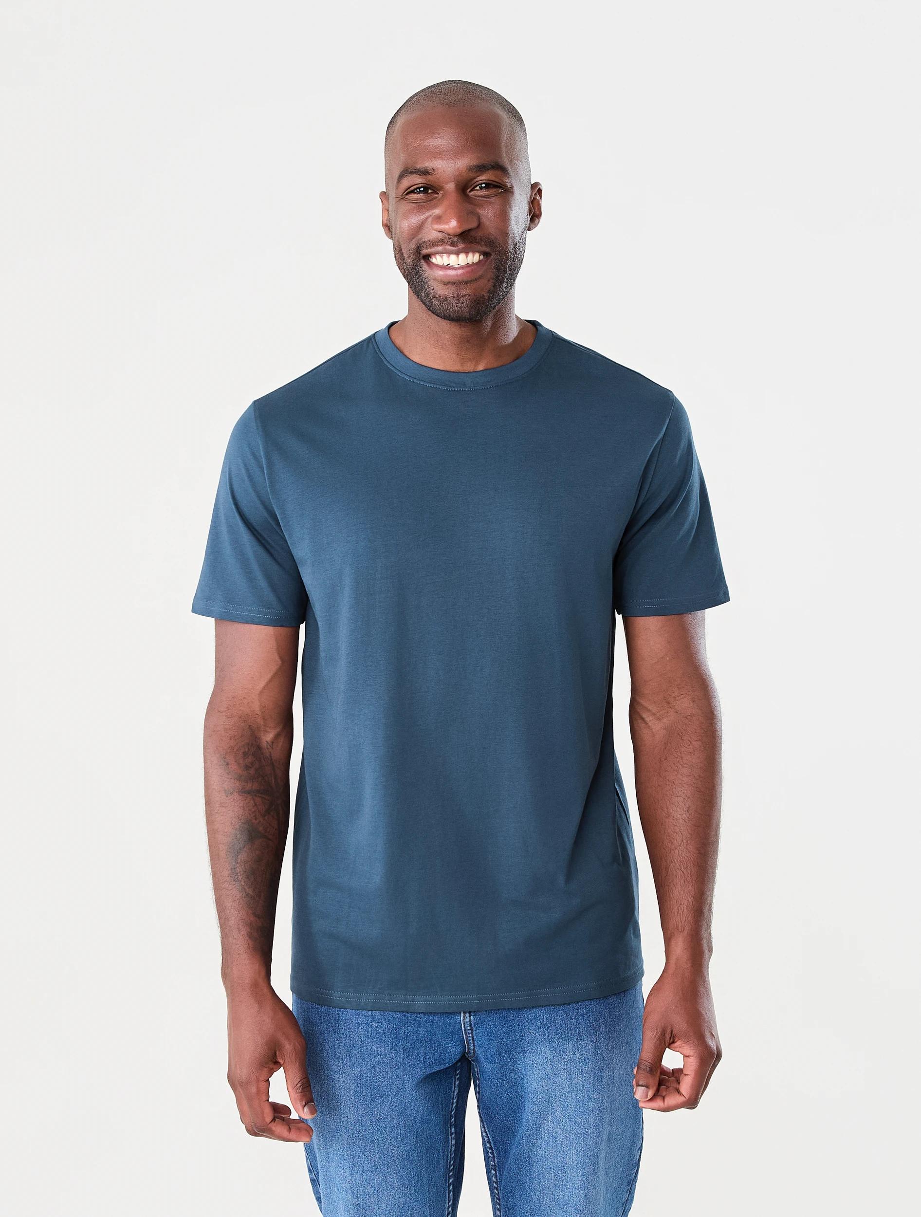 1 Australian Cotton Crew Neck T-shirt Insig Blue, 1 of 6