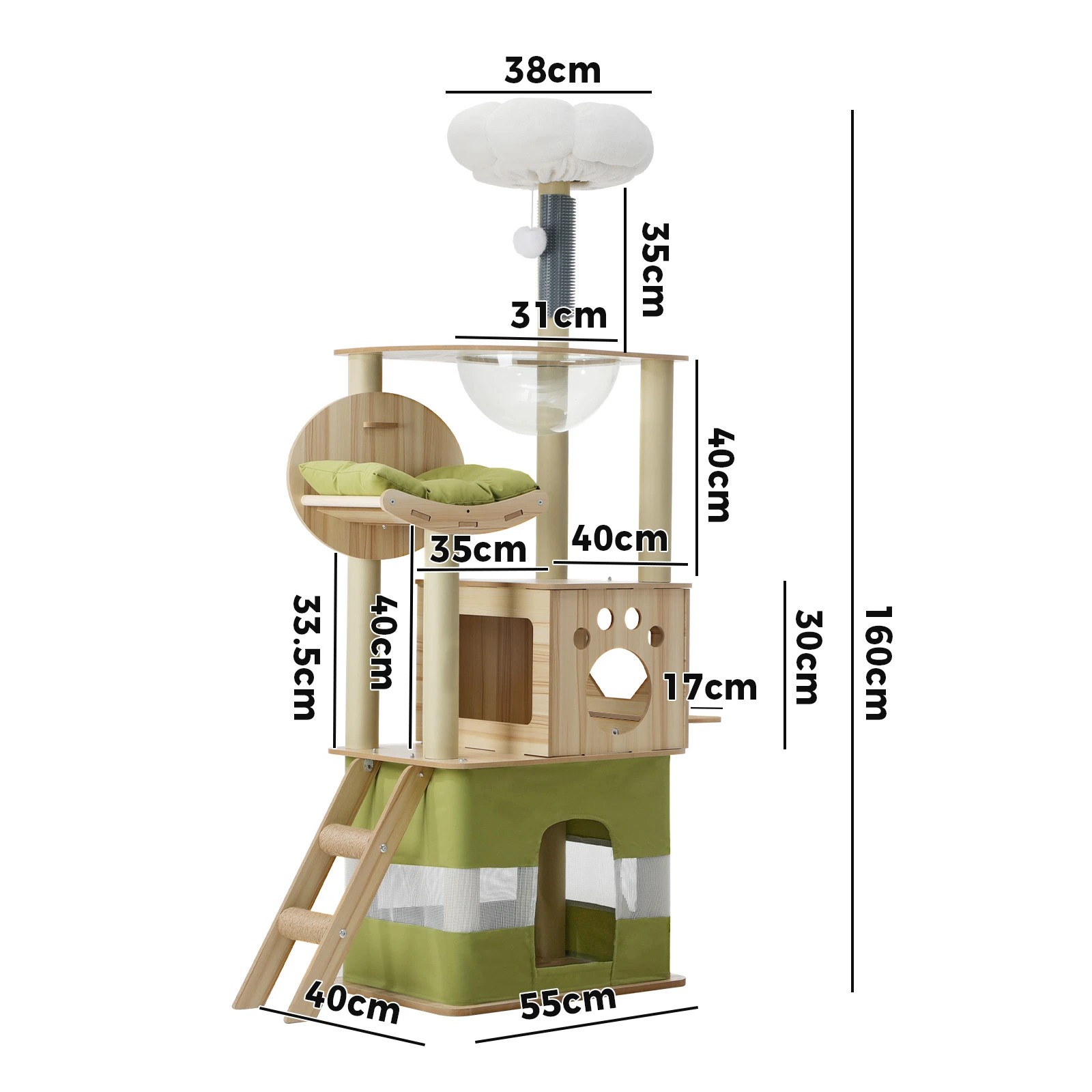8 Alopet Cat Tree Tower Scratching Post Scratcher 160cm Condo House Bed Furniture
 - Natural, 8 of 8