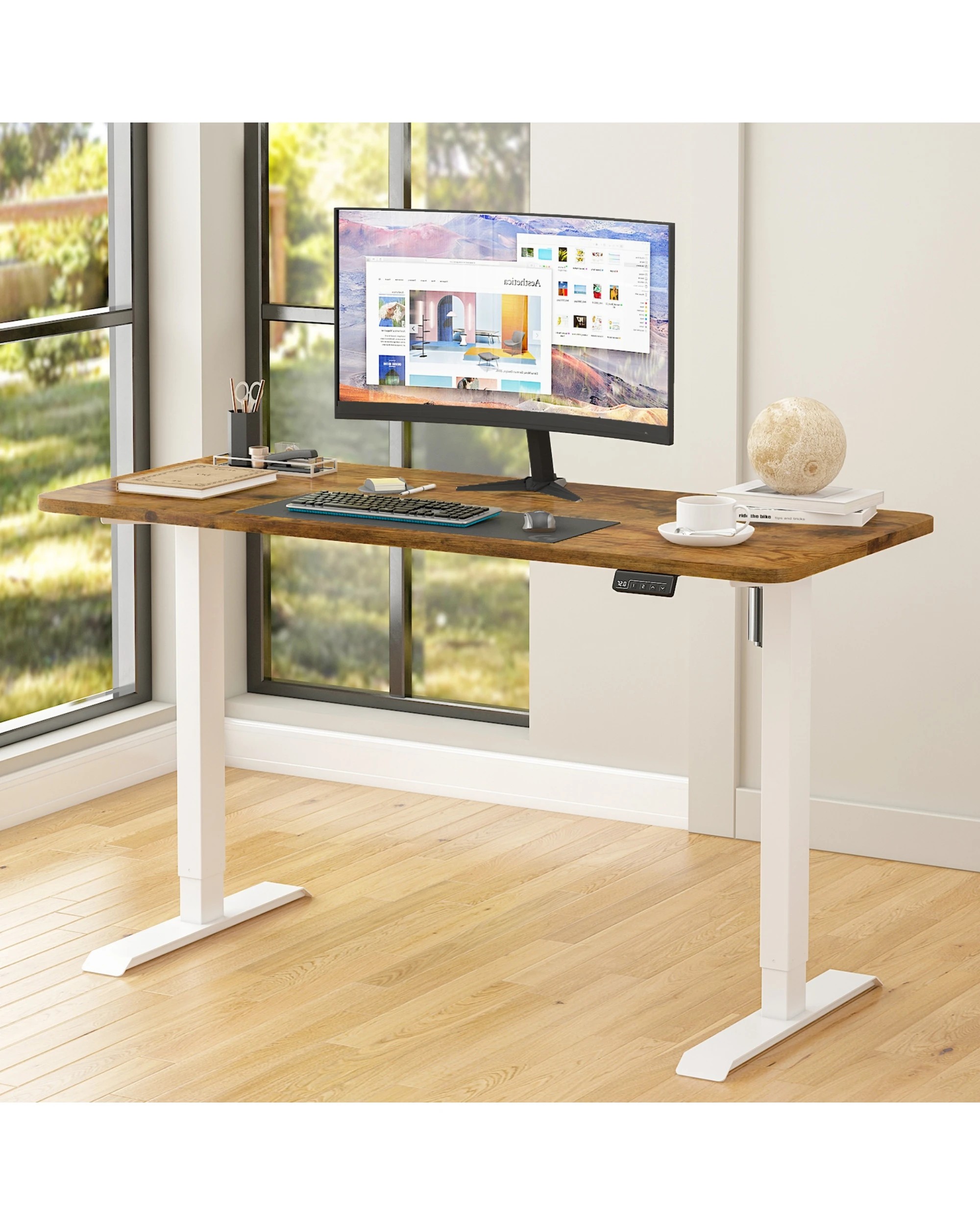 3 Advwin Electric Standing Desk Adjustable Height Ergonomic - Brown, 3 of 3