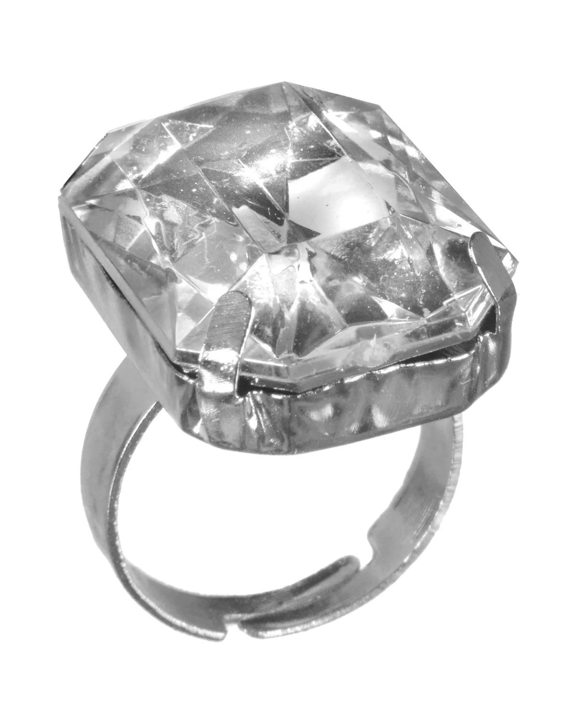 1 Amscan Inc. Plastic Faux Diamond Ring - One Size - Silver, 1 of 2