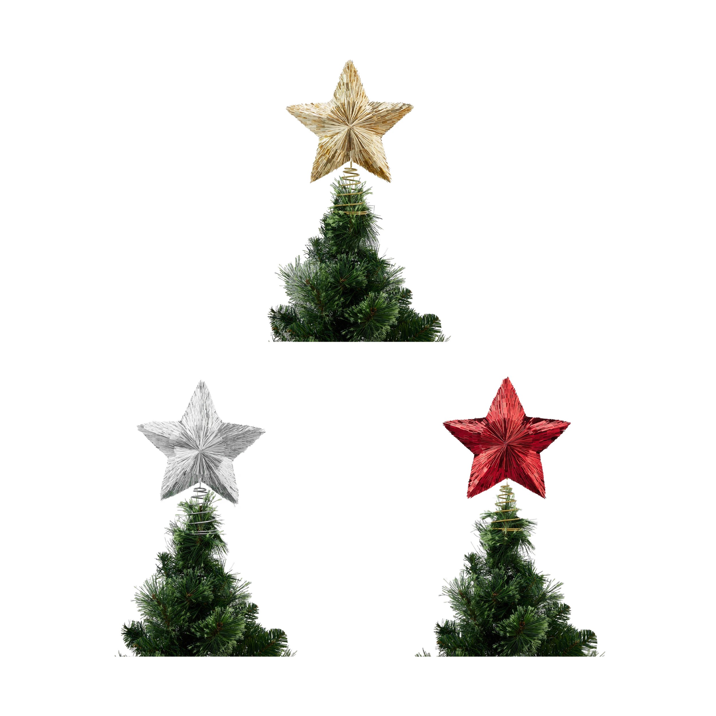 2 Tinsel Star Tree Topper - Assorted, 2 of 6