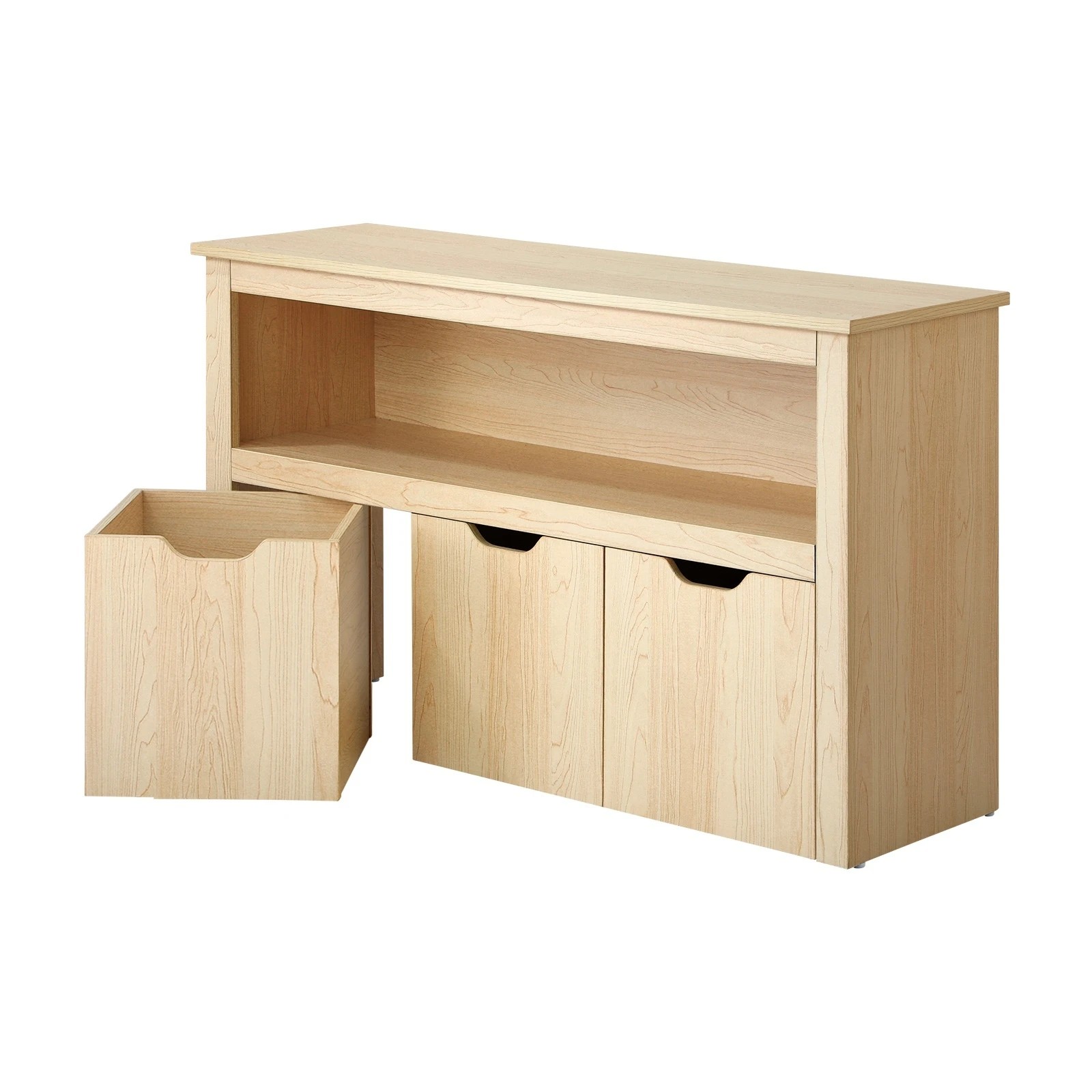1 Oikiture Kids Toy Storage Cabinet Bookshelf With Portable Storage Box
 - Natural, 1 of 9